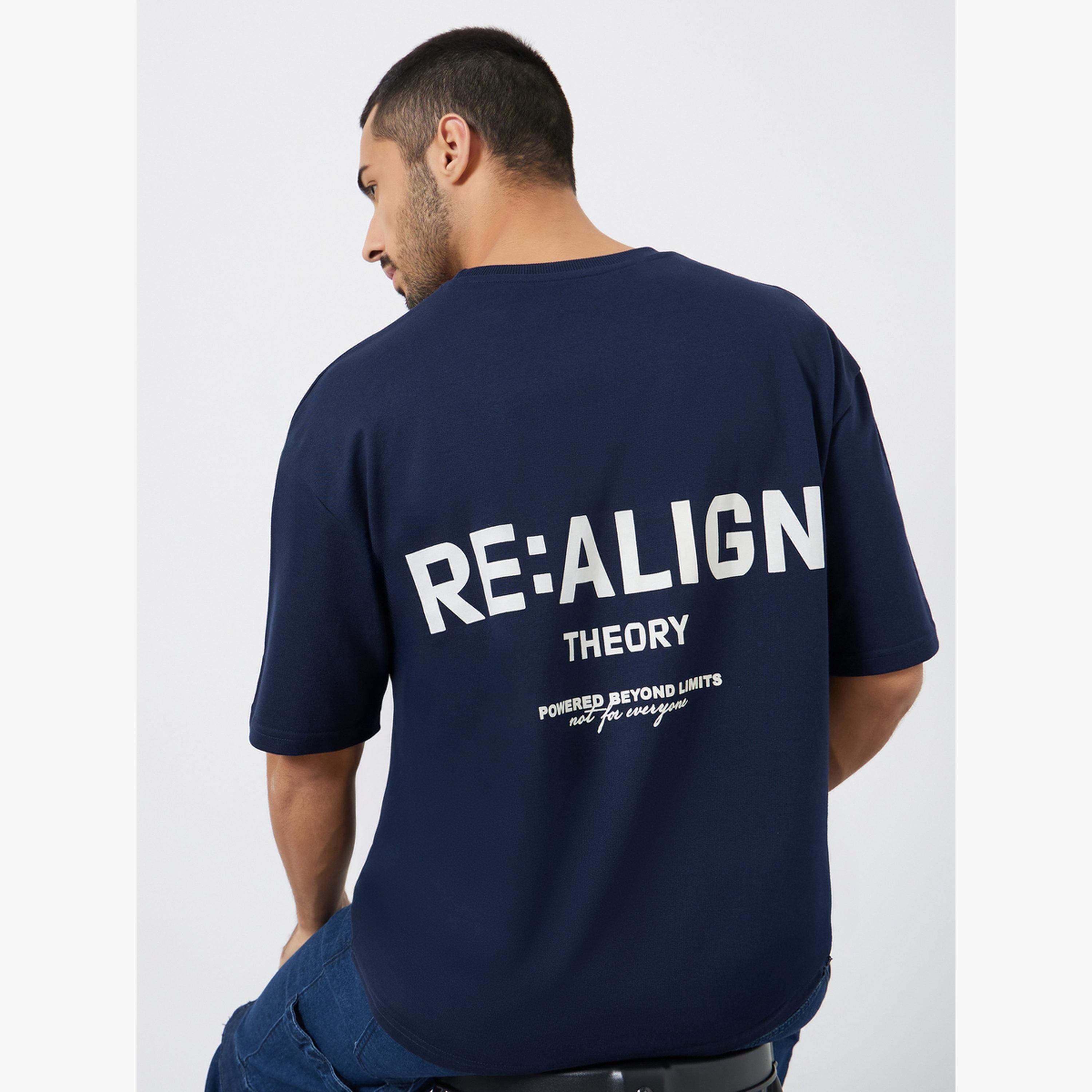 Styli Men Navy Blue Graphic Slogan Oversized T-Shirt-men-clothing-tshirtsandpolos-tshirts-image-3