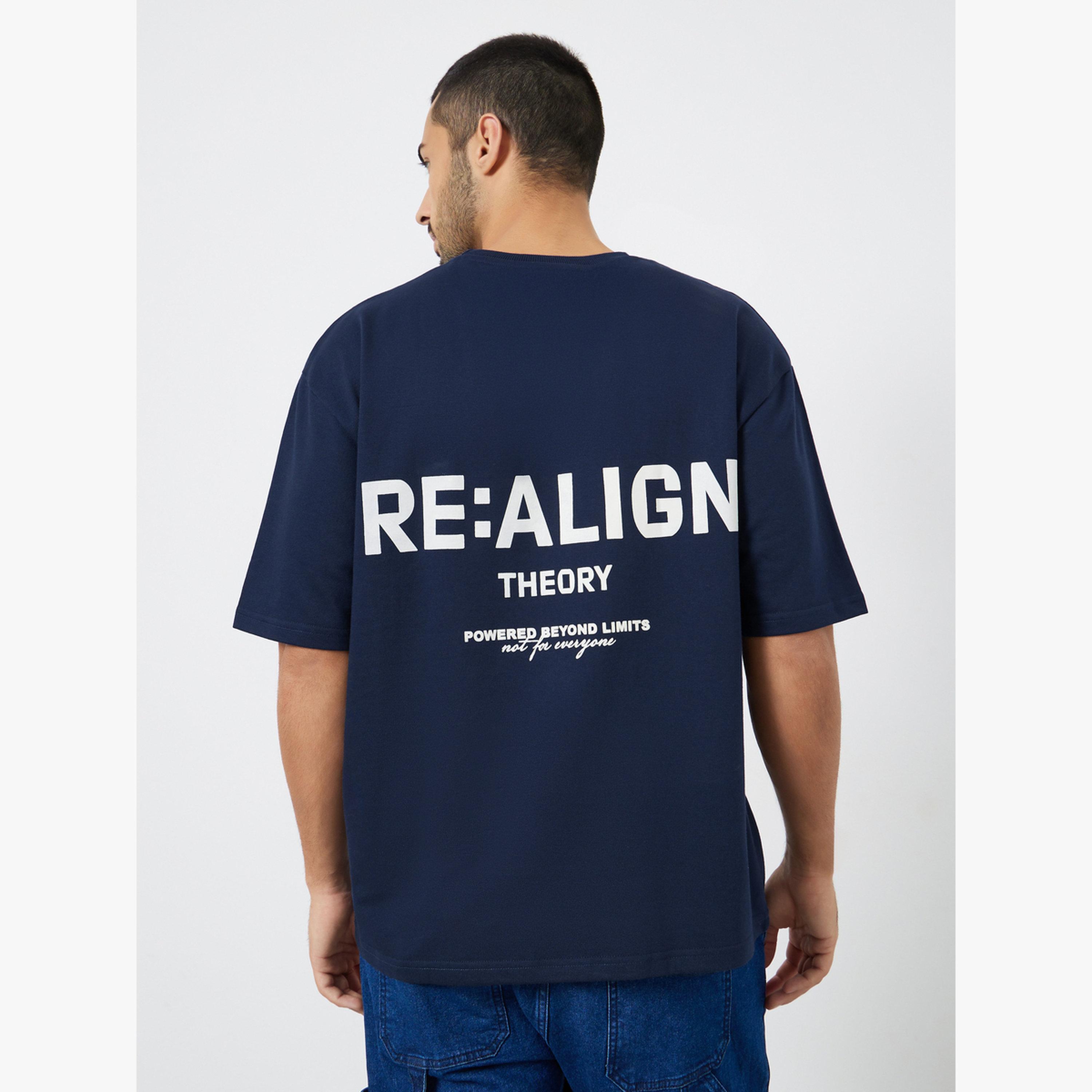 Styli Men Navy Blue Graphic Slogan Oversized T-Shirt-men-clothing-tshirtsandpolos-tshirts-image-5