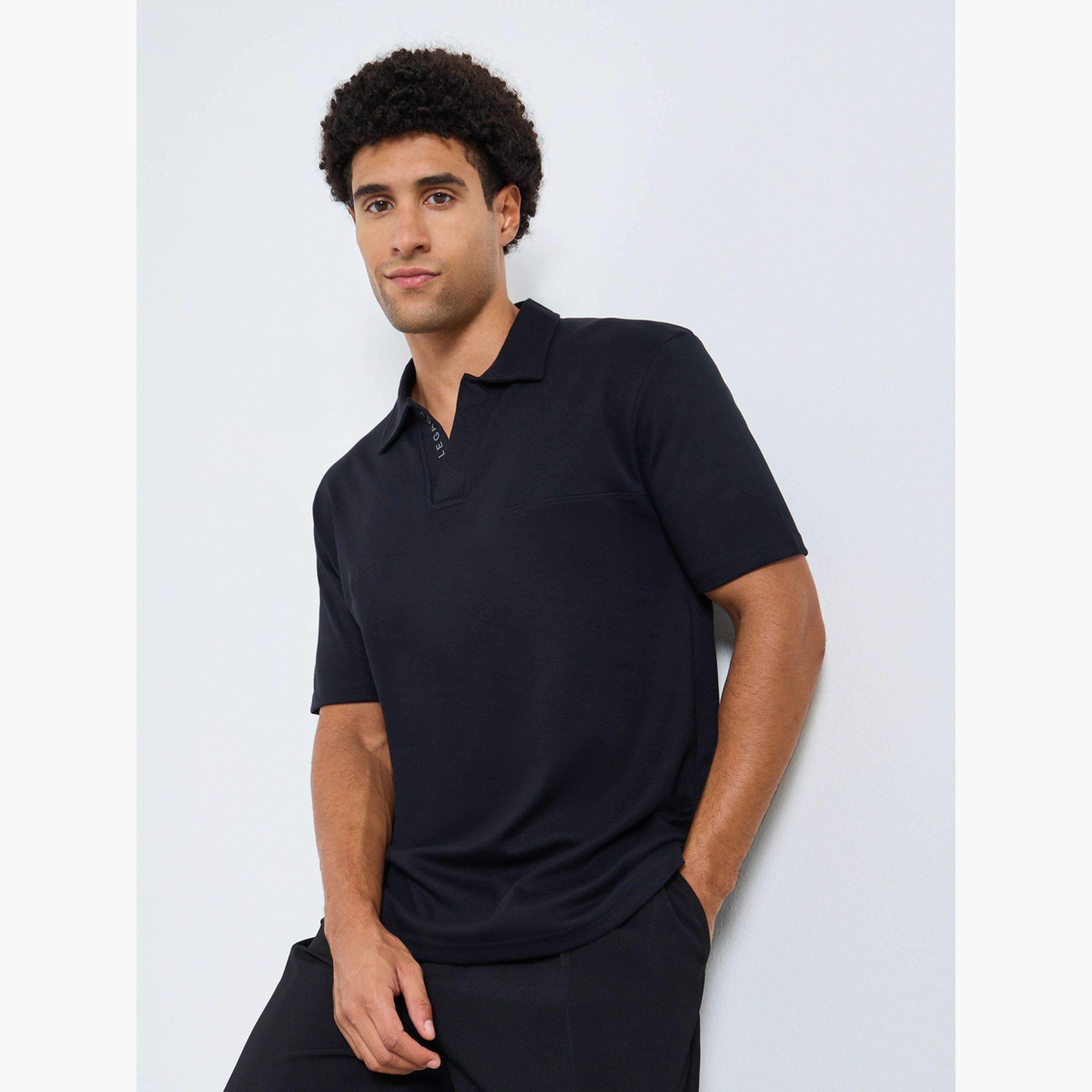 Styli Men Black Solid Relaxed Fit Polo-men-clothing-tshirtsandpolos-polos-image-1