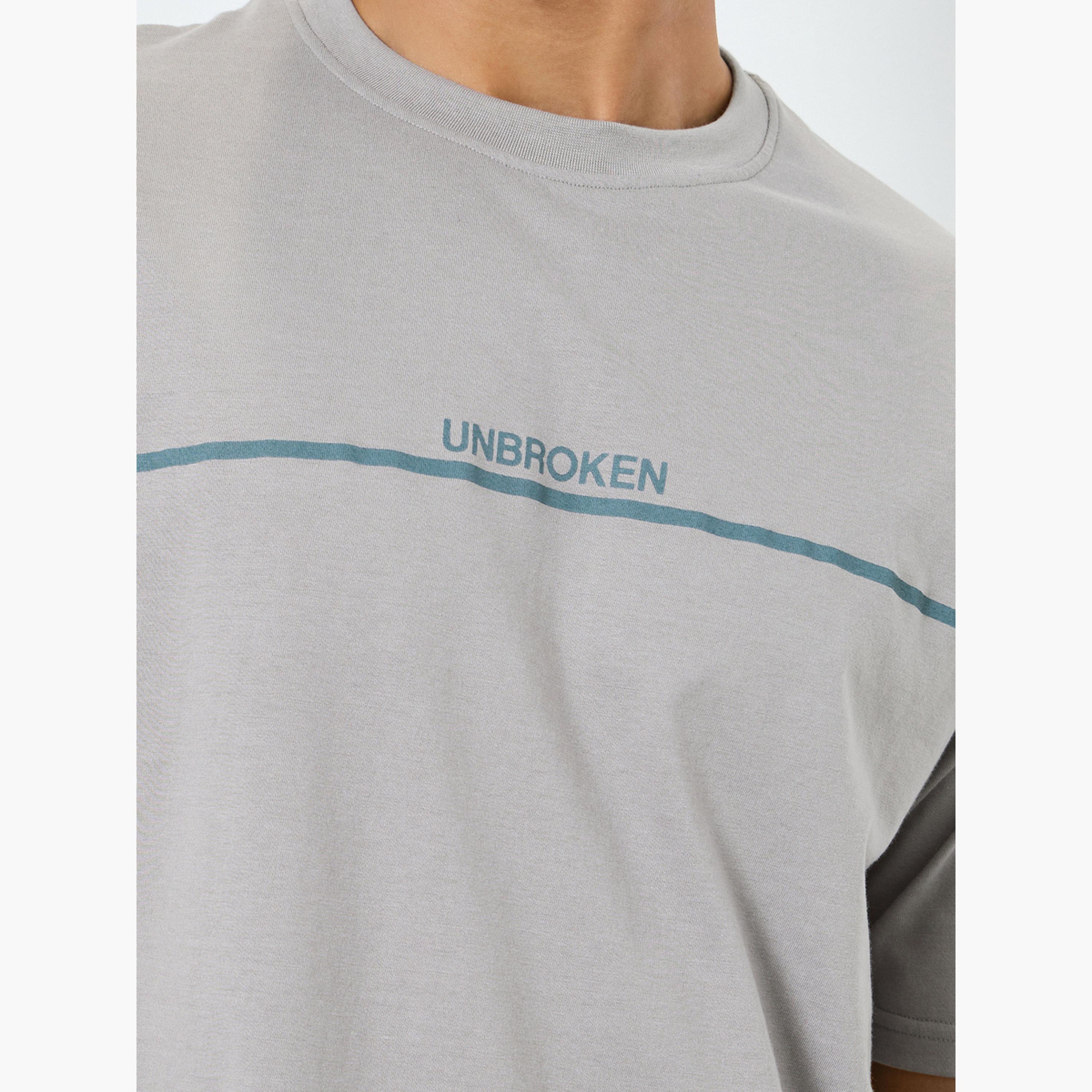 Styli Men Grey Slogan Print Oversized T-Shirt-men-clothing-tshirtsandpolos-tshirts-image-4