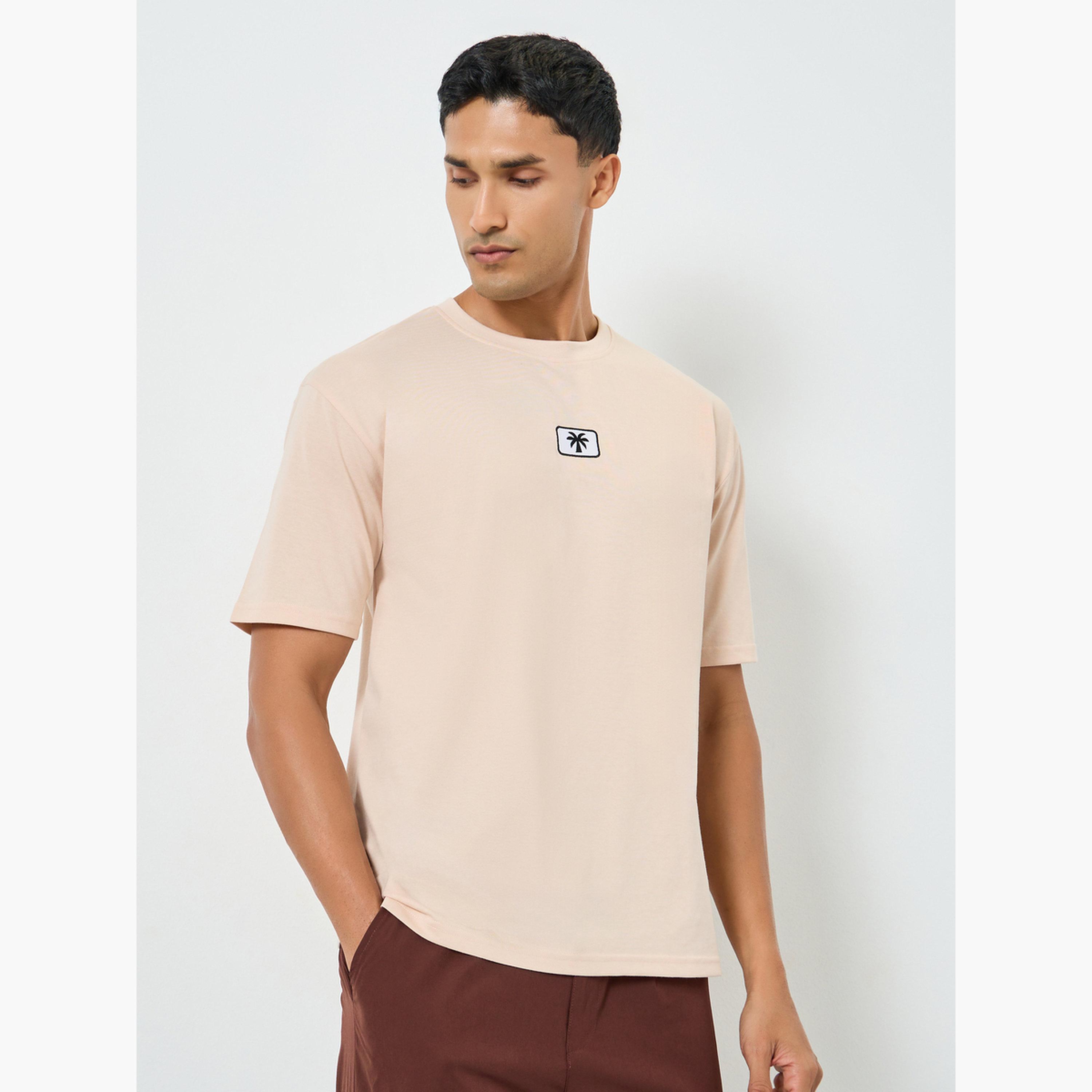 Styli Men Beige Embroidered Palm Tree Oversized T-Shirt-men-clothing-tshirtsandpolos-tshirts-image-1