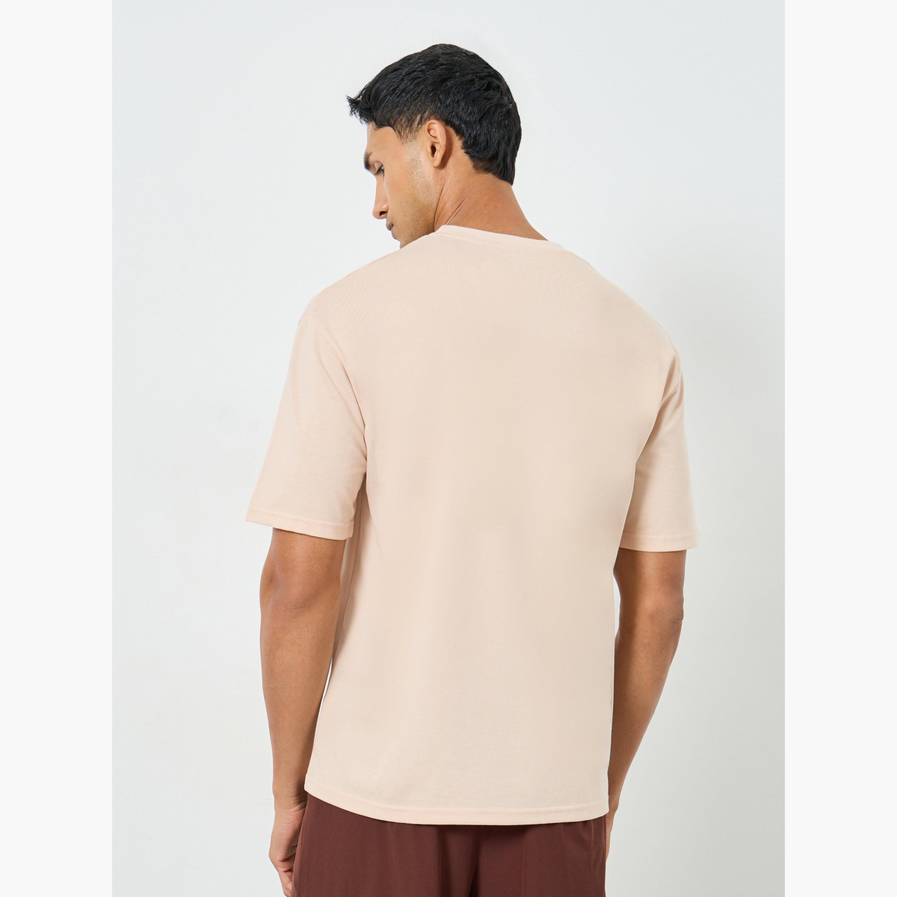 Styli Men Beige Embroidered Palm Tree Oversized T-Shirt-men-clothing-tshirtsandpolos-tshirts-image-4