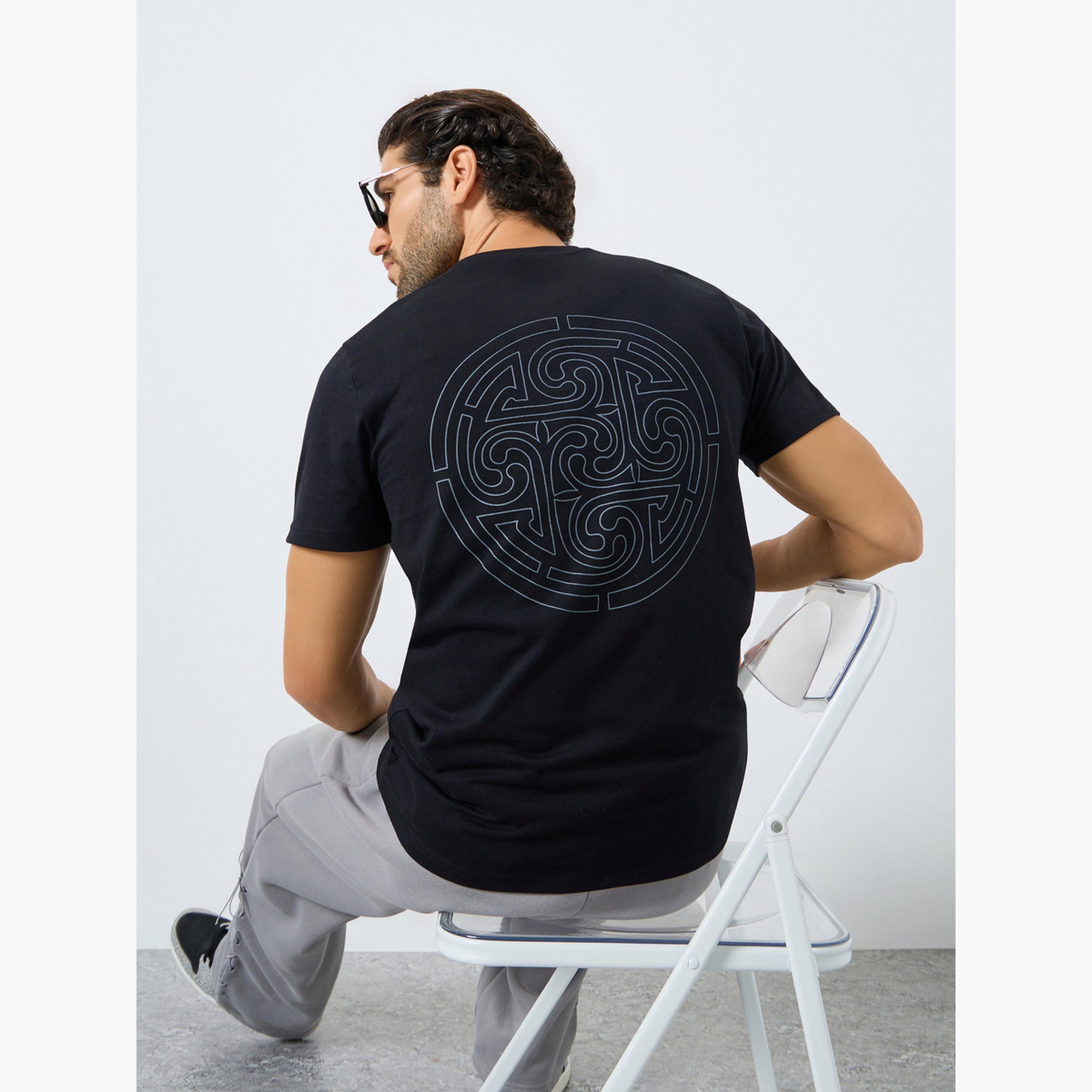 Styli Men Black Graphic Print Crew Neck T-Shirt-men-clothing-tshirtsandpolos-tshirts-image-3