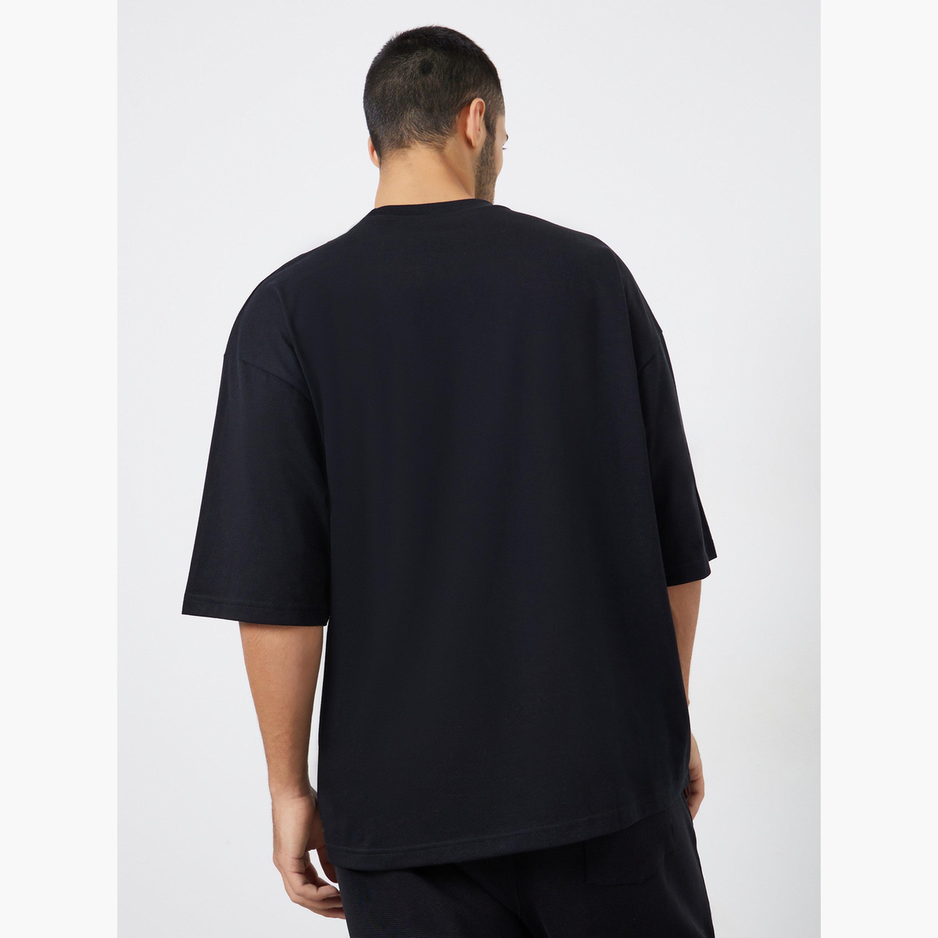 Styli Men Black Minimal Chest Print Oversized T-Shirt-men-clothing-tshirtsandpolos-tshirts-image-5