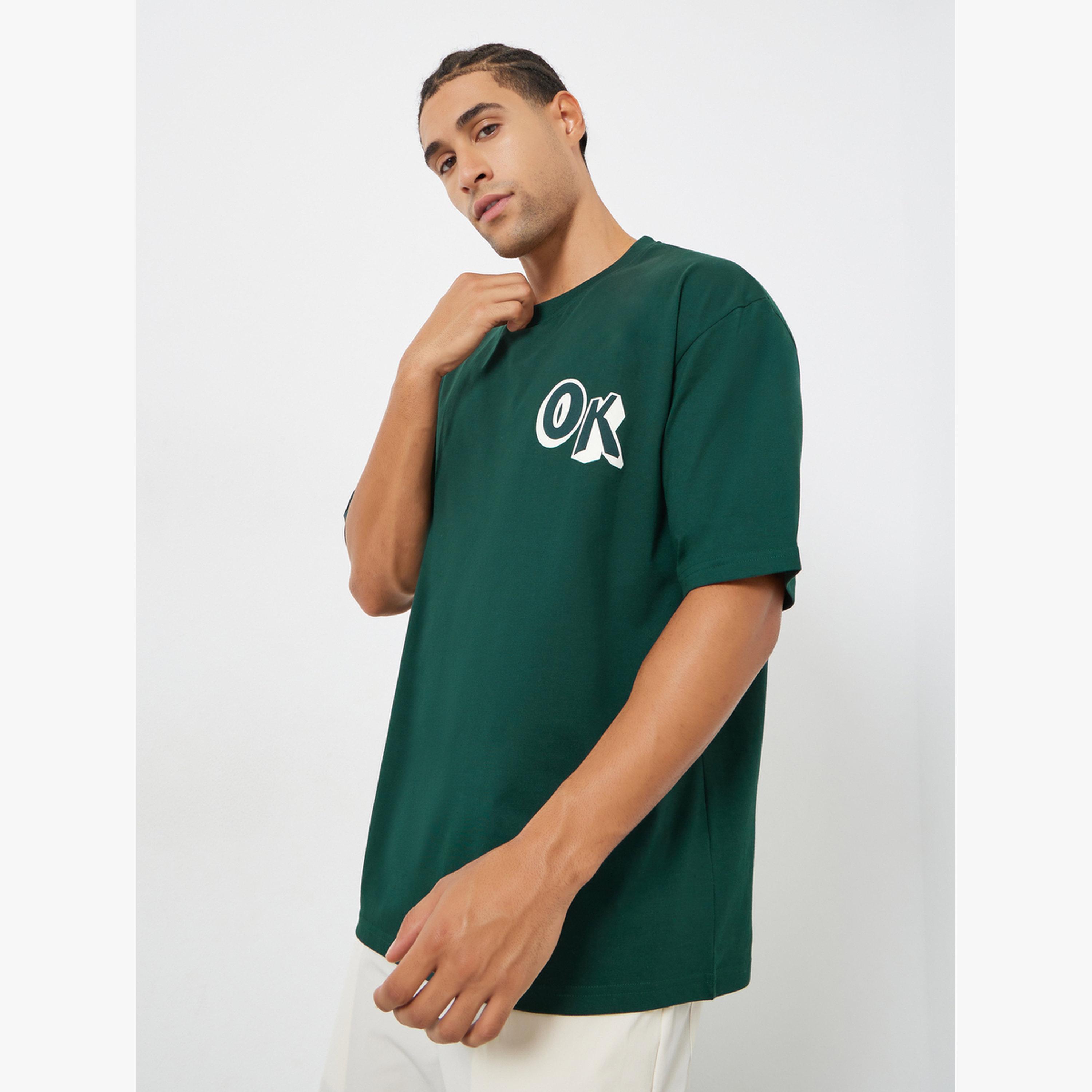 Styli Men Green Oversized Graphic Print T-Shirt-men-clothing-tshirtsandpolos-tshirts-image-1