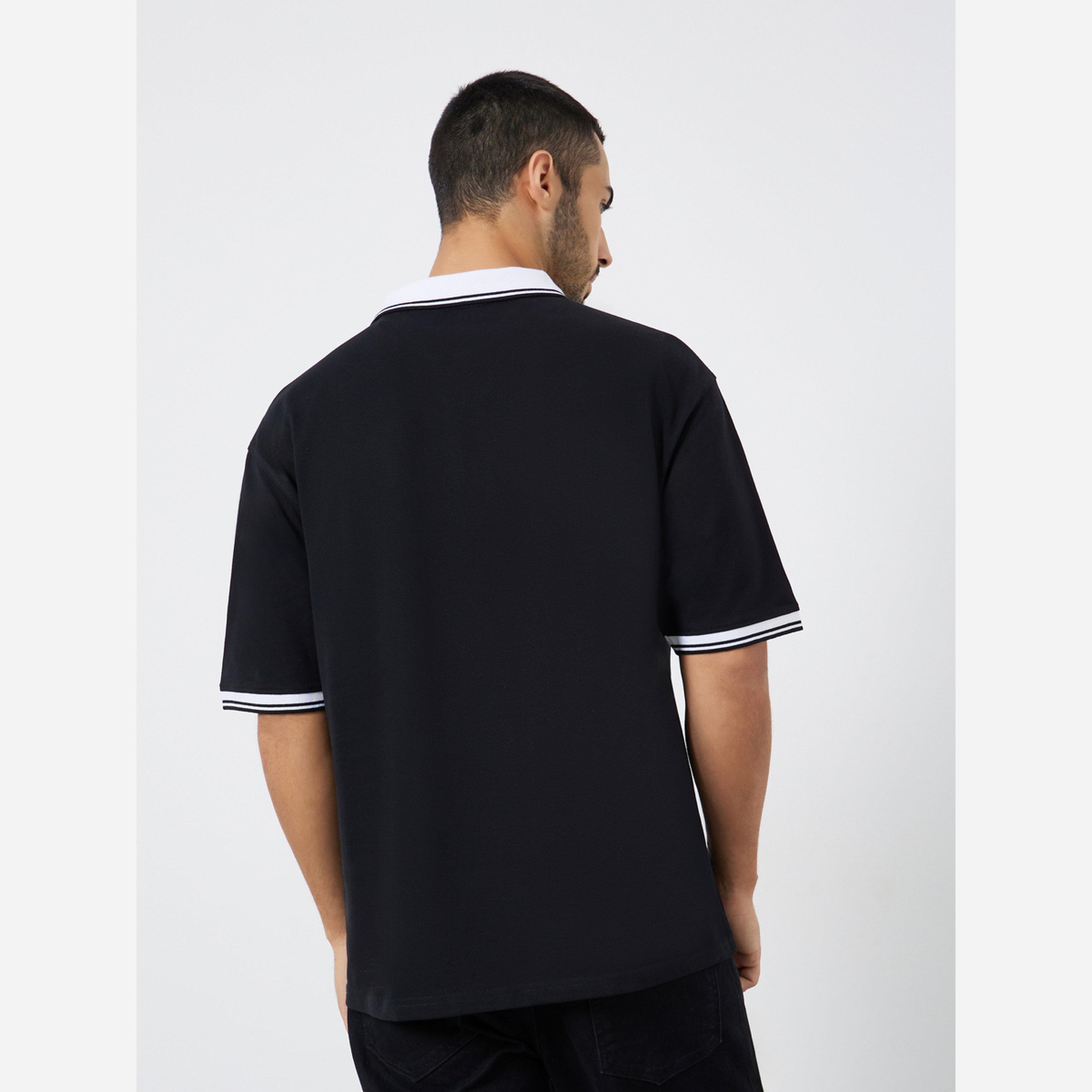 ستايلي - قميص بولو رجالي لون أسود ياقة متعددة الألوان وسحاب-men-clothing-tshirtsandpolos-polos-image-4