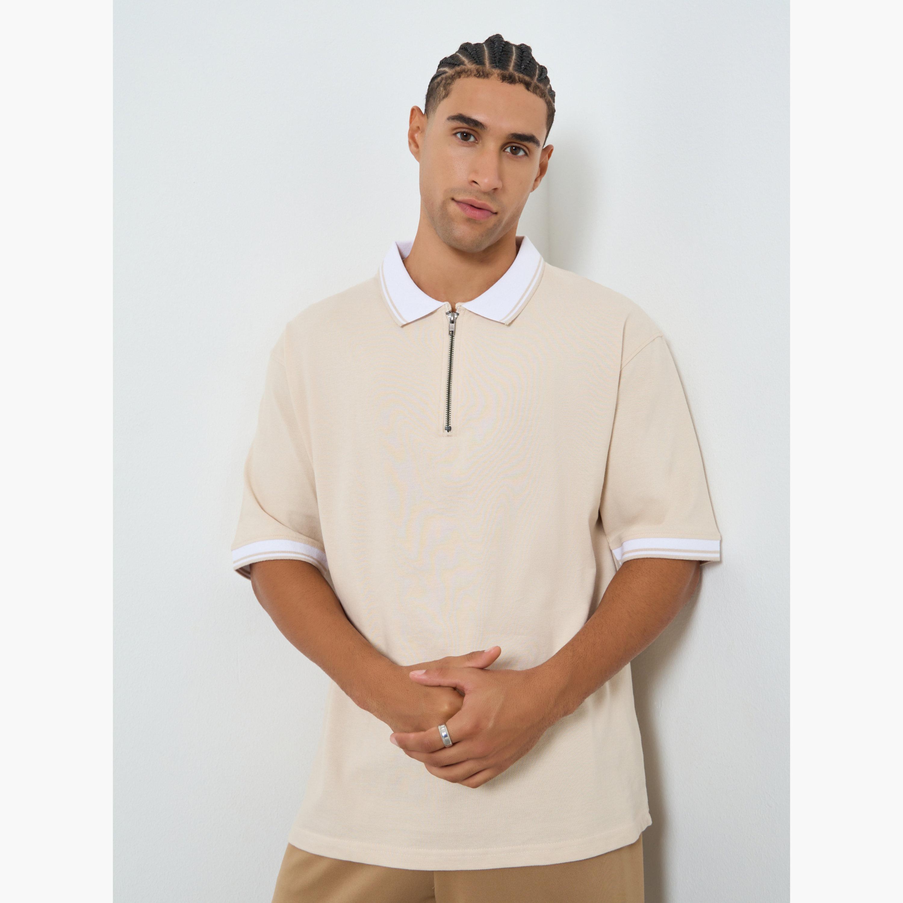 تيشيرت بولو محبوك بقصة واسعة-men-clothing-tshirtsandpolos-polos-image-1