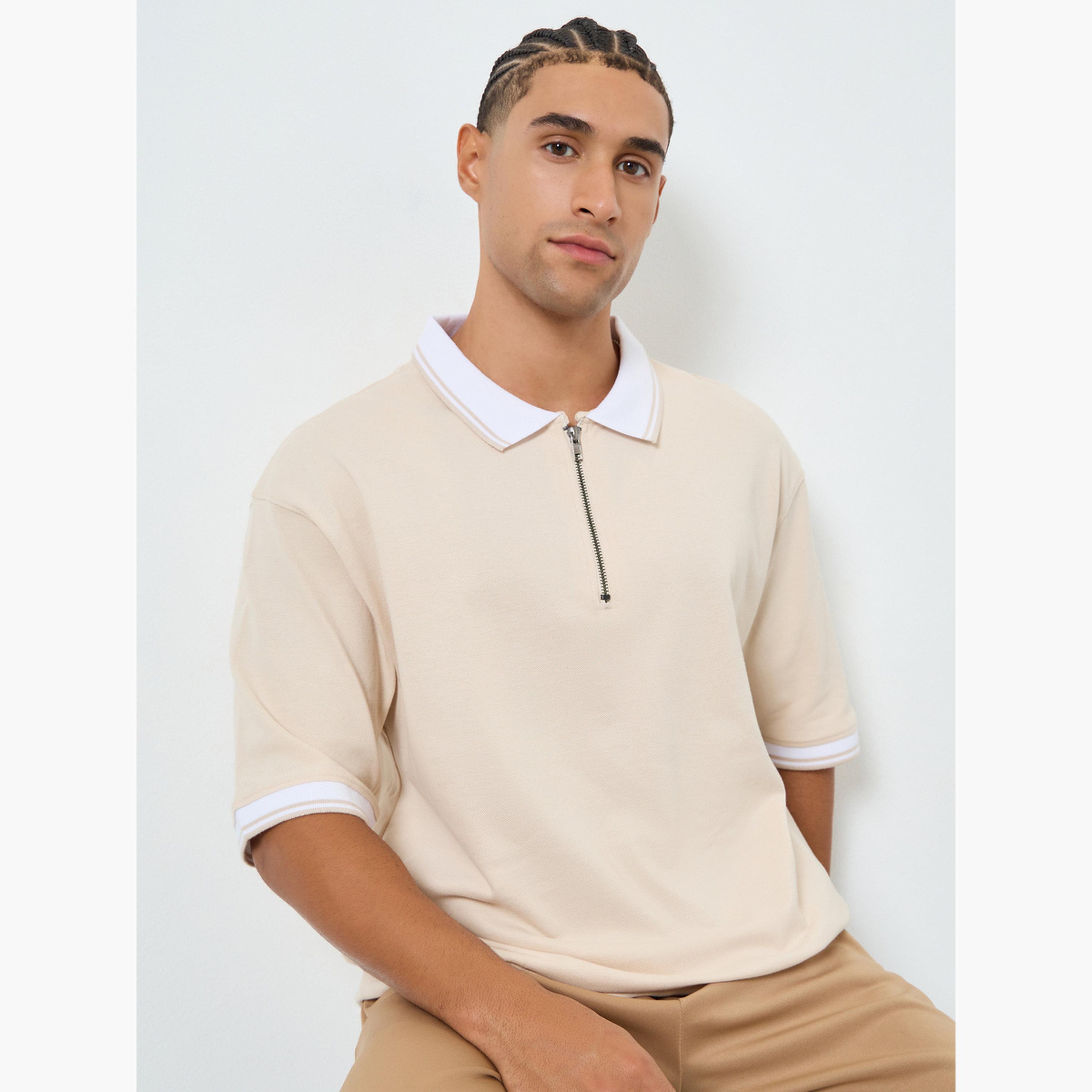 تيشيرت بولو محبوك بقصة واسعة-men-clothing-tshirtsandpolos-polos-image-3