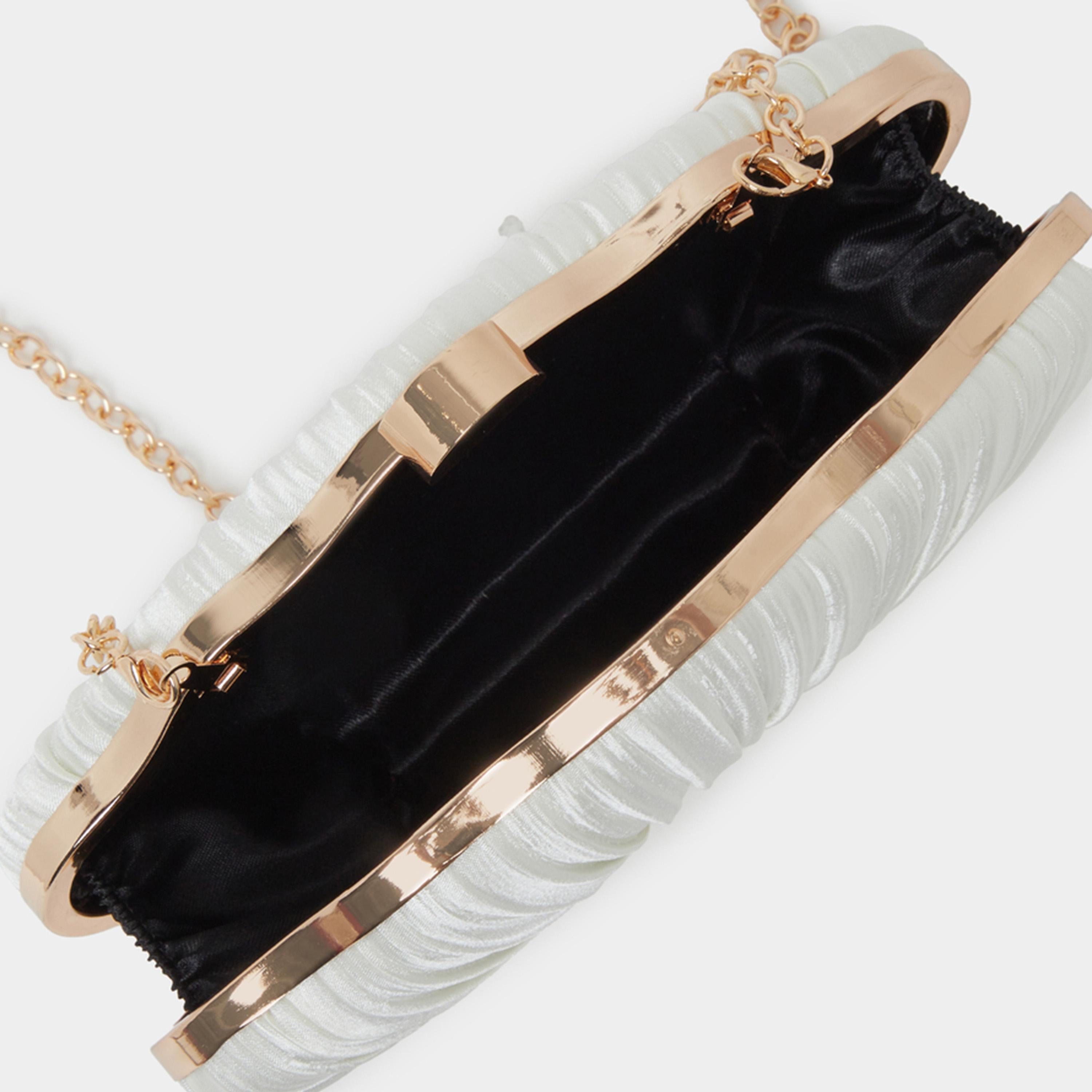 Styli White Pleated Clutch Bag with Chain Strap-women-bagsandwallets-handbags-image-3