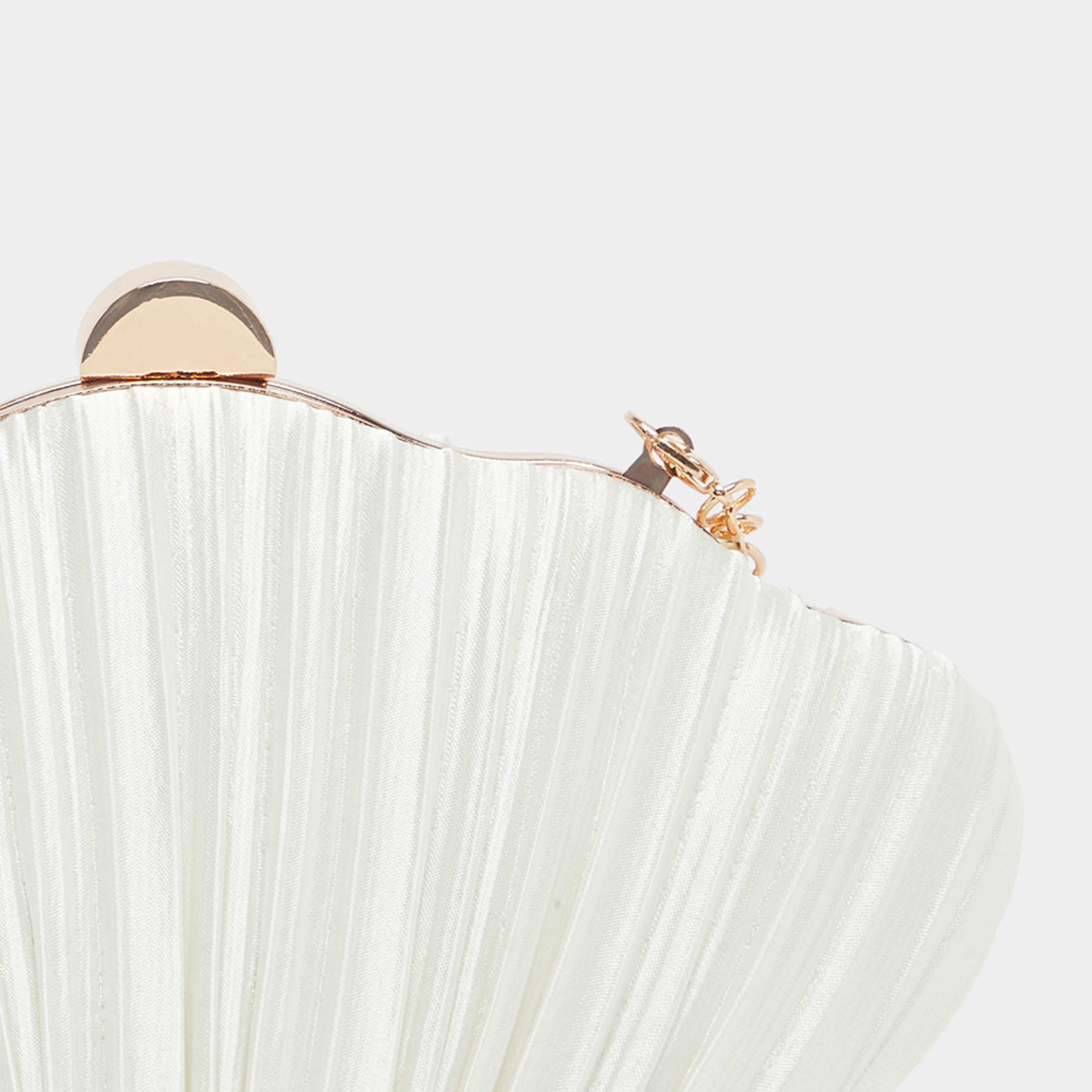 Styli White Pleated Clutch Bag with Chain Strap-women-bagsandwallets-handbags-image-4