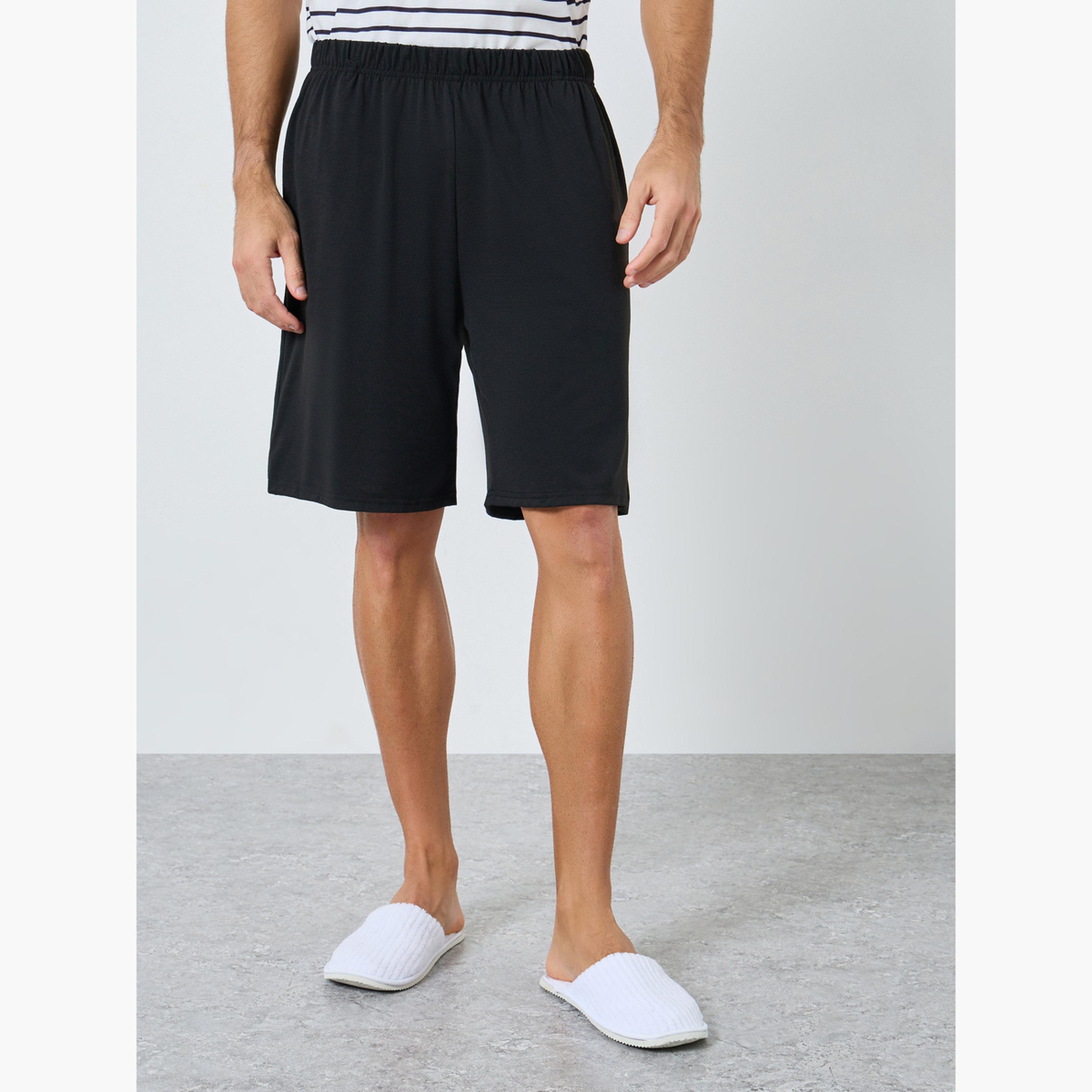 Styli Men Oversized Striped T-Shirt and Shorts Pyjama Set-men-clothing-nightwear-pyjamaandshorts-image-4