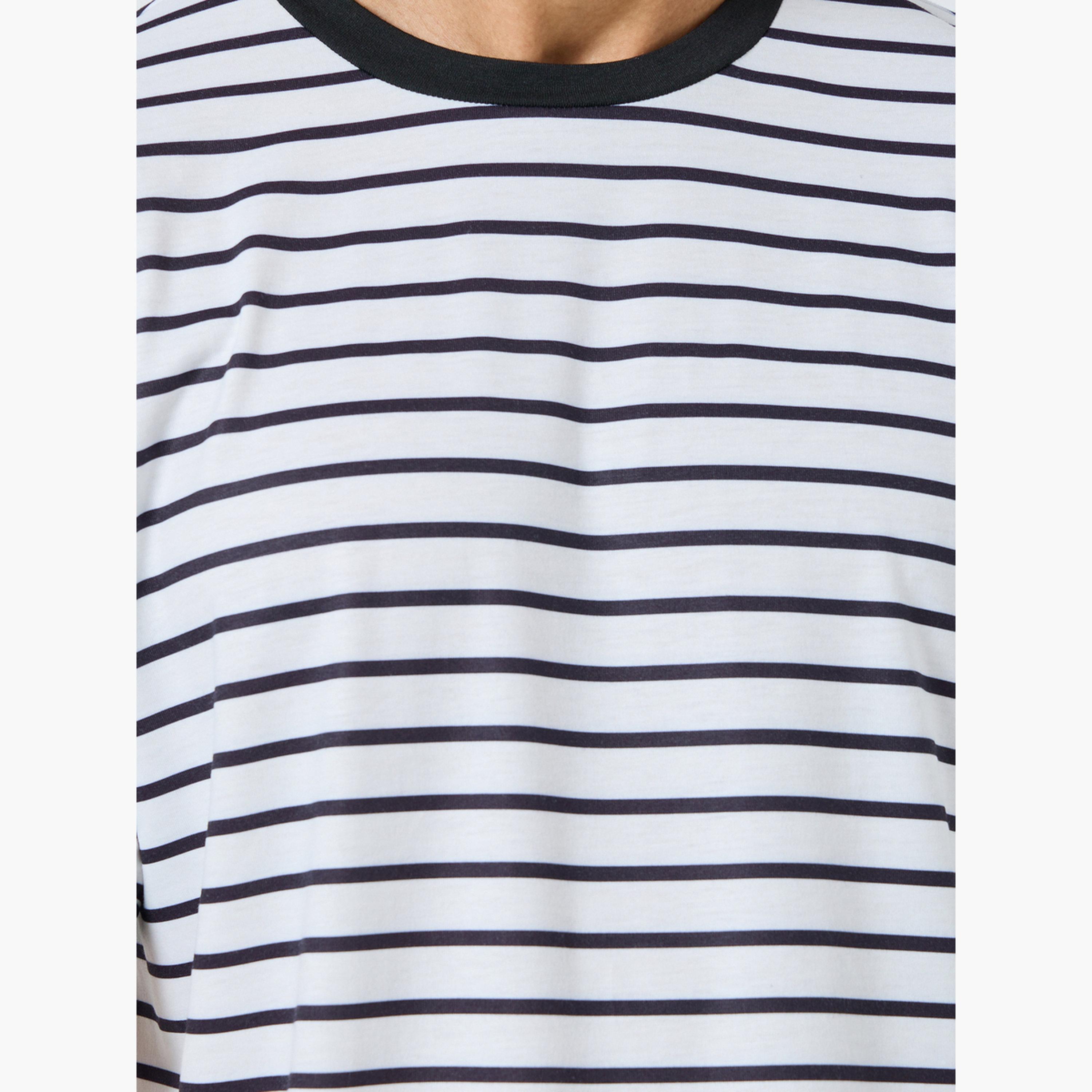 Styli Men Oversized Striped T-Shirt and Shorts Pyjama Set-men-clothing-nightwear-pyjamaandshorts-image-5