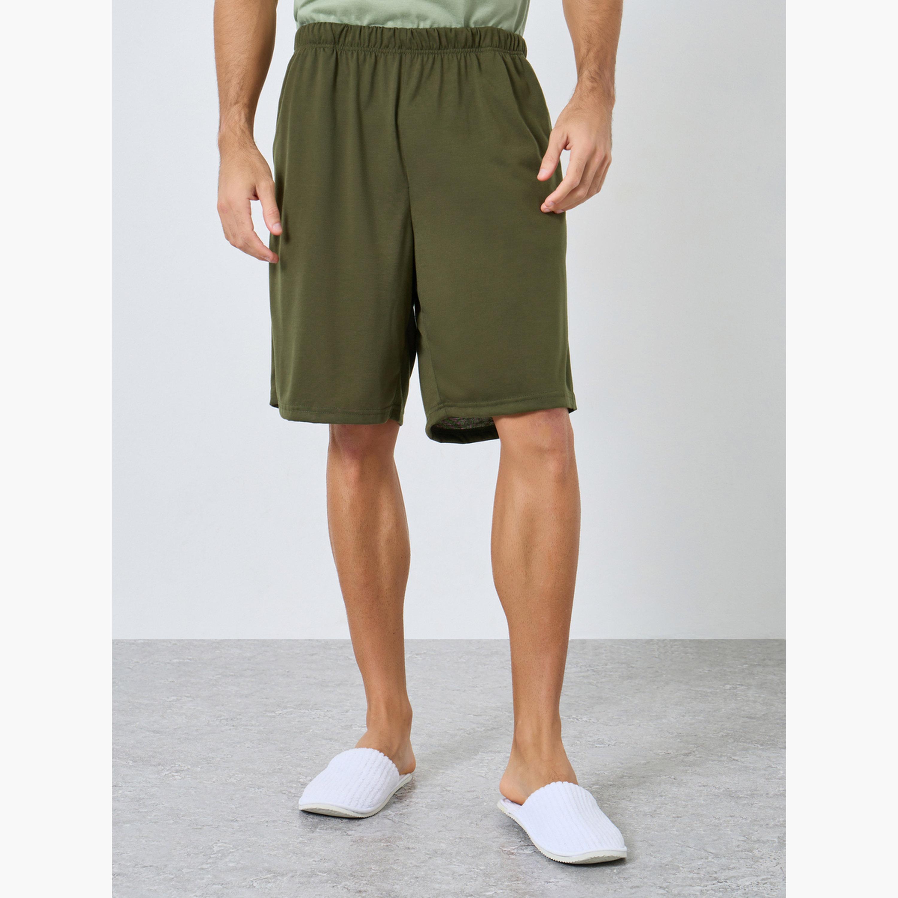 Styli Men Relaxed Fit Striped T-Shirt and Shorts Pyjama Set-men-clothing-nightwear-pyjamaandshorts-image-4