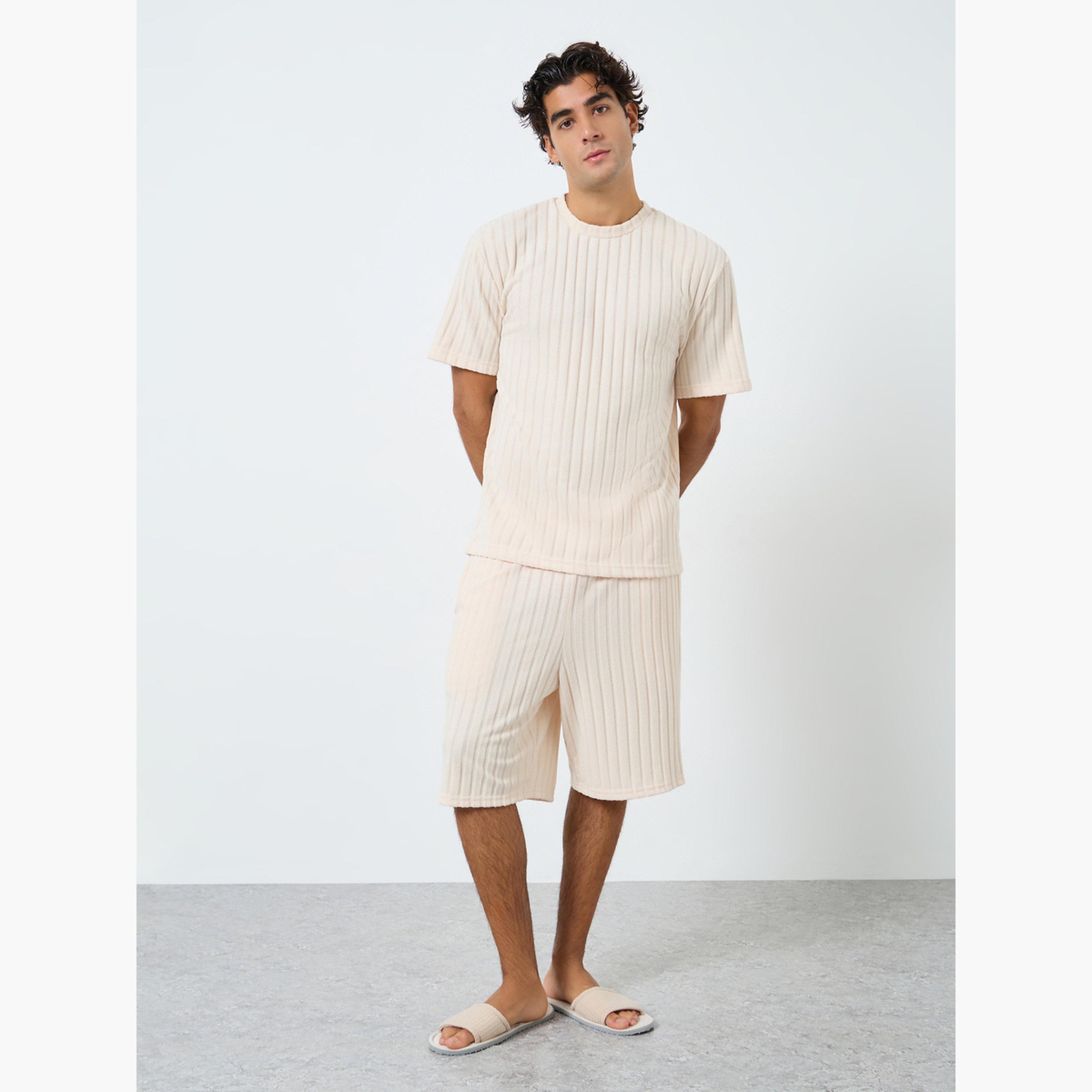 Styli Men Relaxed Fit Knit T-Shirt and Shorts Set-men-clothing-nightwear-sets-image-1