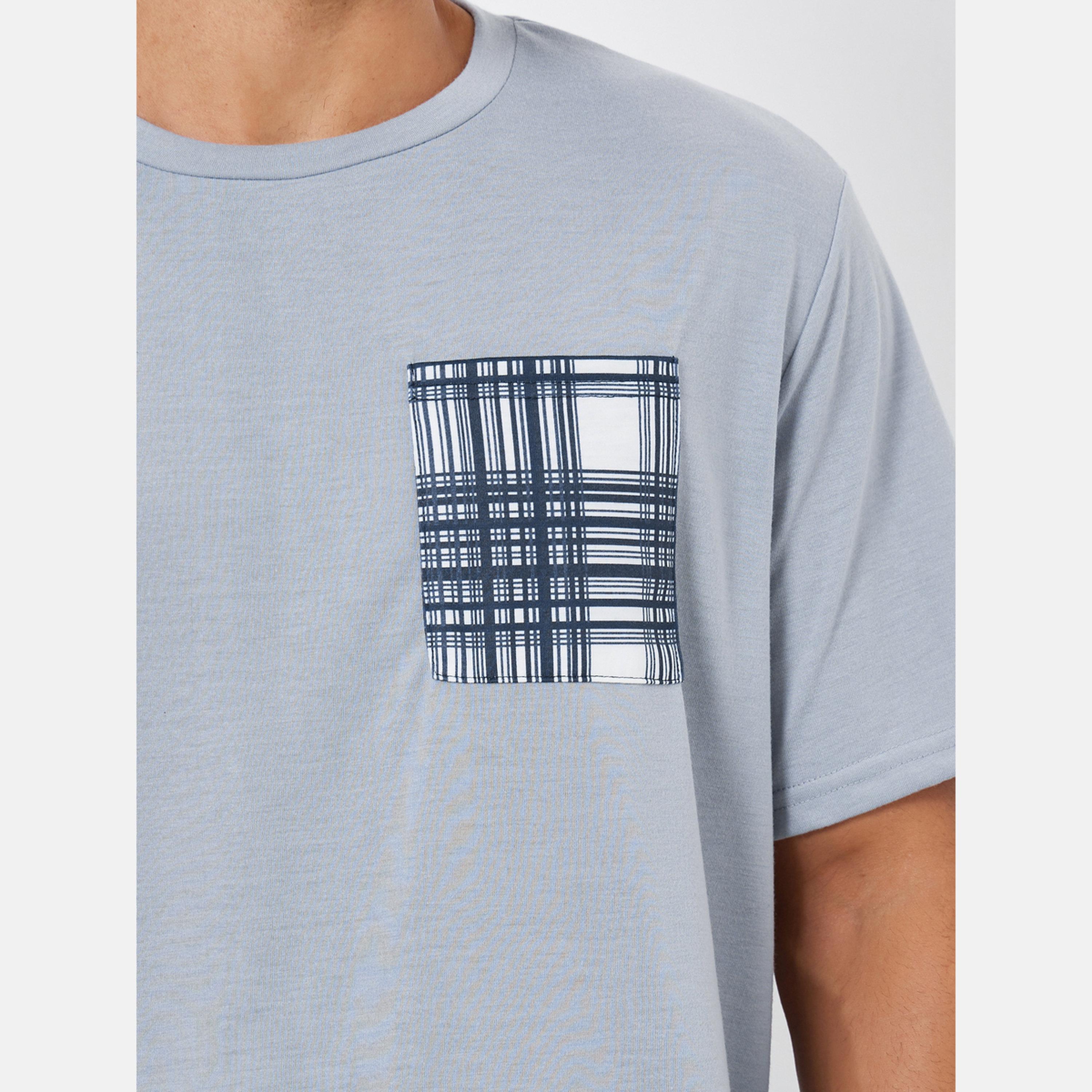 Styli Men Checked Relaxed Fit T-Shirt and Shorts Set-men-clothing-nightwear-sets-image-3