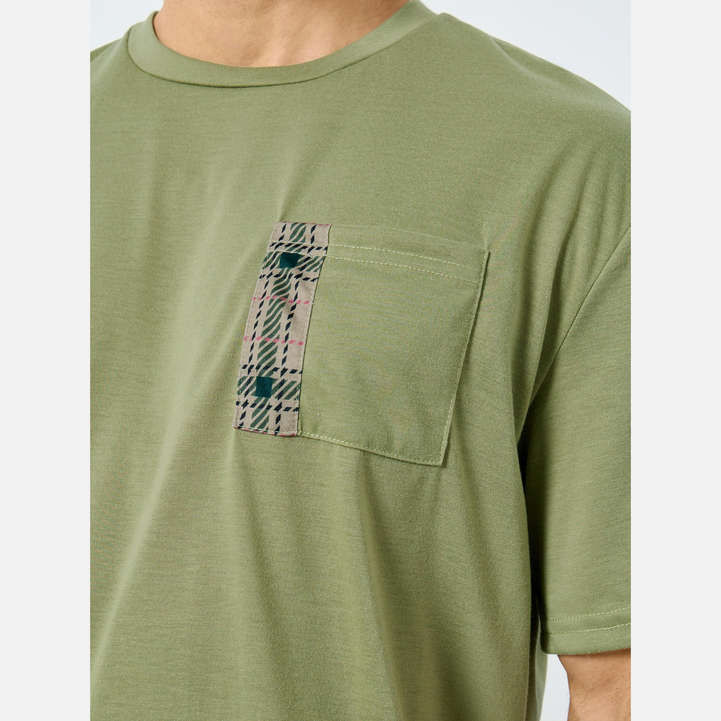 Styli Men Relaxed Fit Pocket T-Shirt and Checked Shorts Set-men-clothing-nightwear-sets-image-3