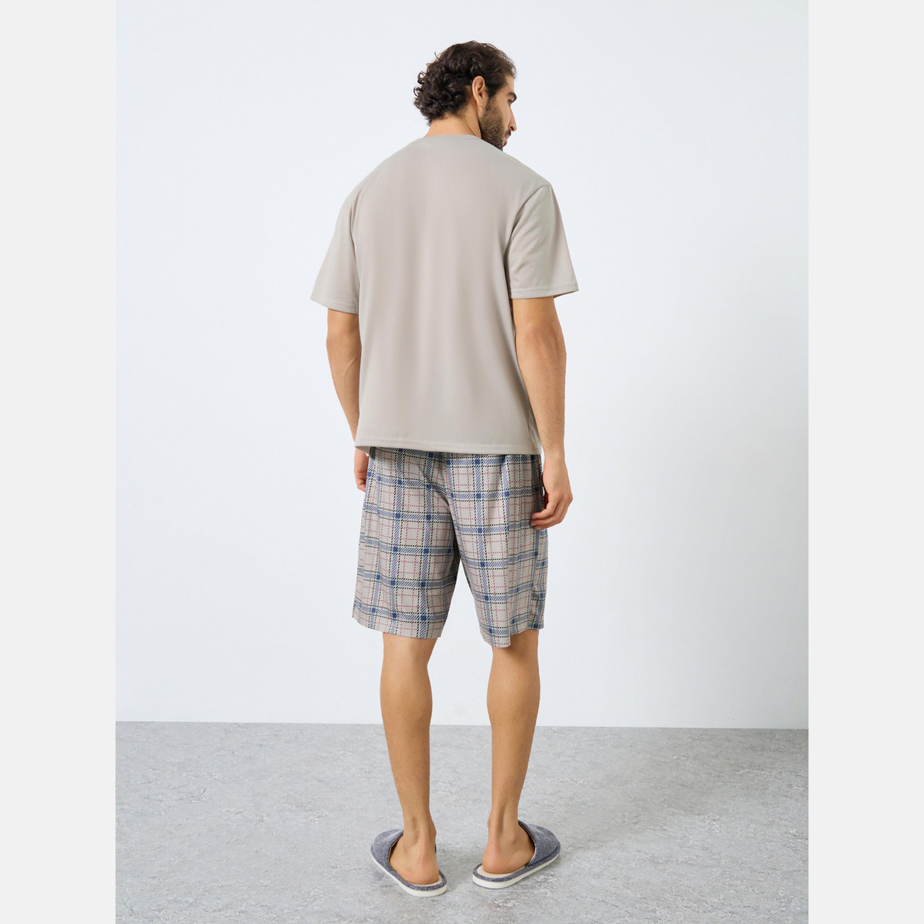 Styli Men Relaxed Fit Minimal Print T-Shirt and Shorts Set-men-clothing-nightwear-sets-image-4