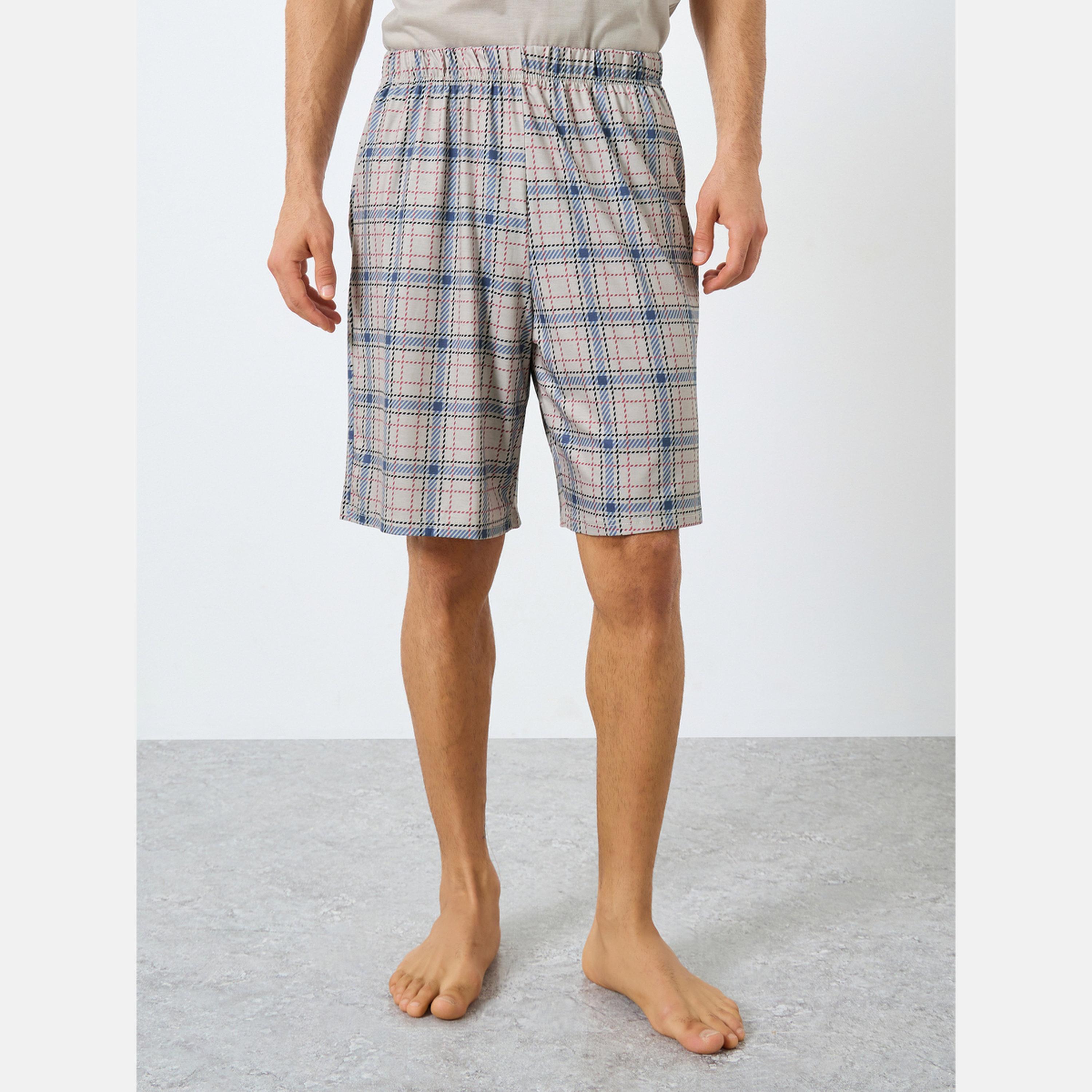 Styli Men Relaxed Fit Minimal Print T-Shirt and Shorts Set-men-clothing-nightwear-sets-image-5