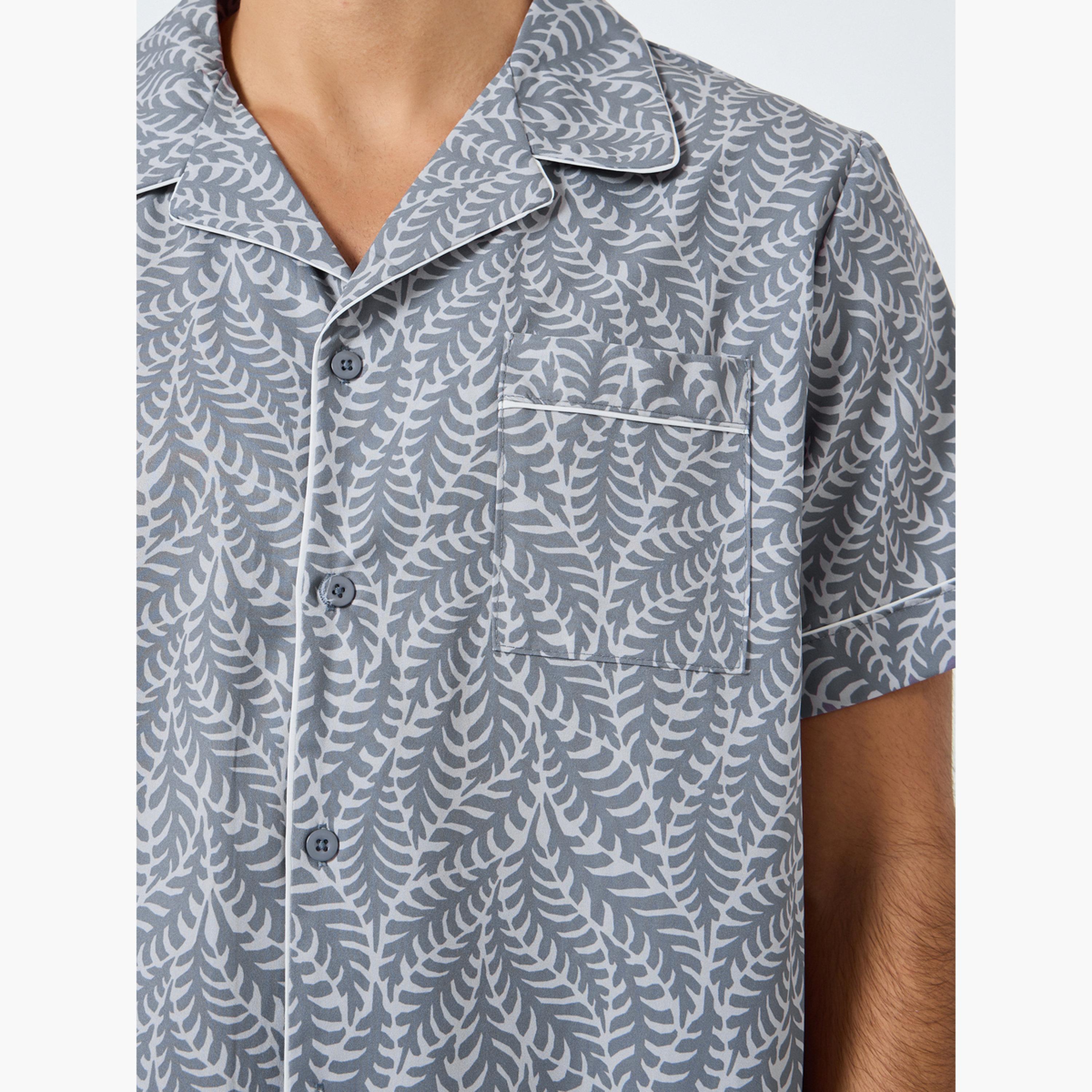 ستايلي - بيجاما رجالي مريحة بطبعة أوراق الشجر-men-clothing-nightwear-sets-image-5