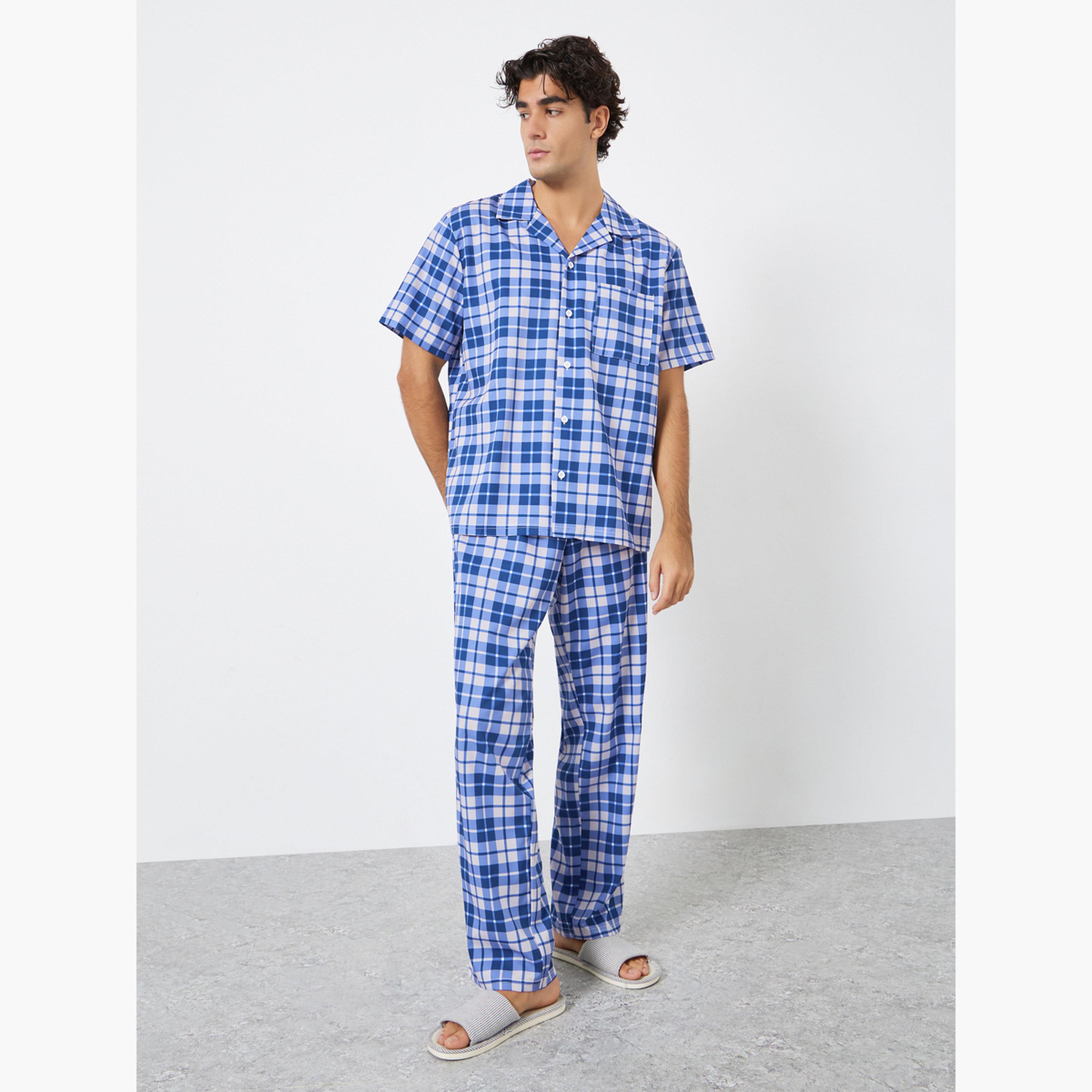 Styli Men Checked Relaxed Fit Shirt and Pyjama Set-men-clothing-nightwear-sets-image-1