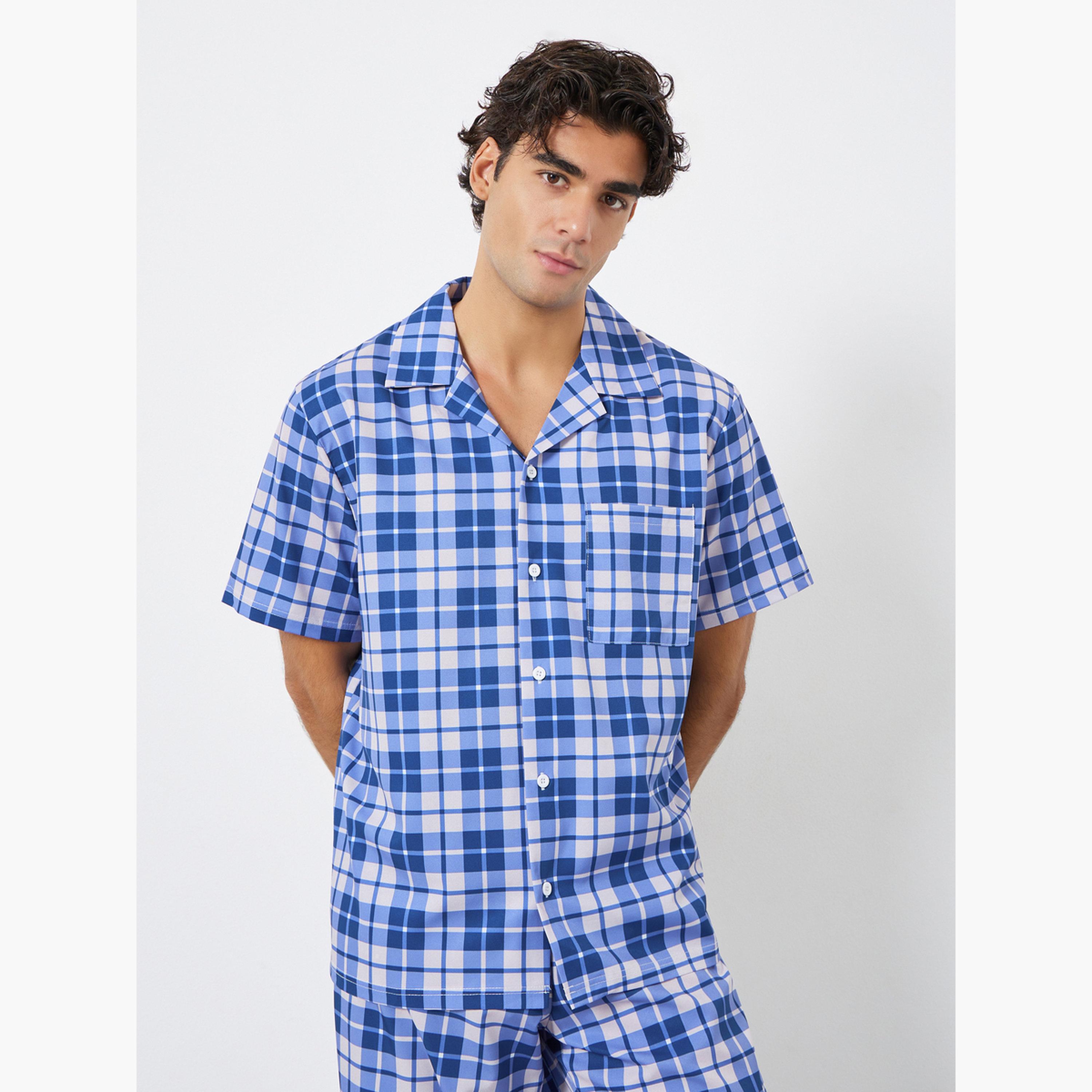 Styli Men Checked Relaxed Fit Shirt and Pyjama Set-men-clothing-nightwear-sets-image-2