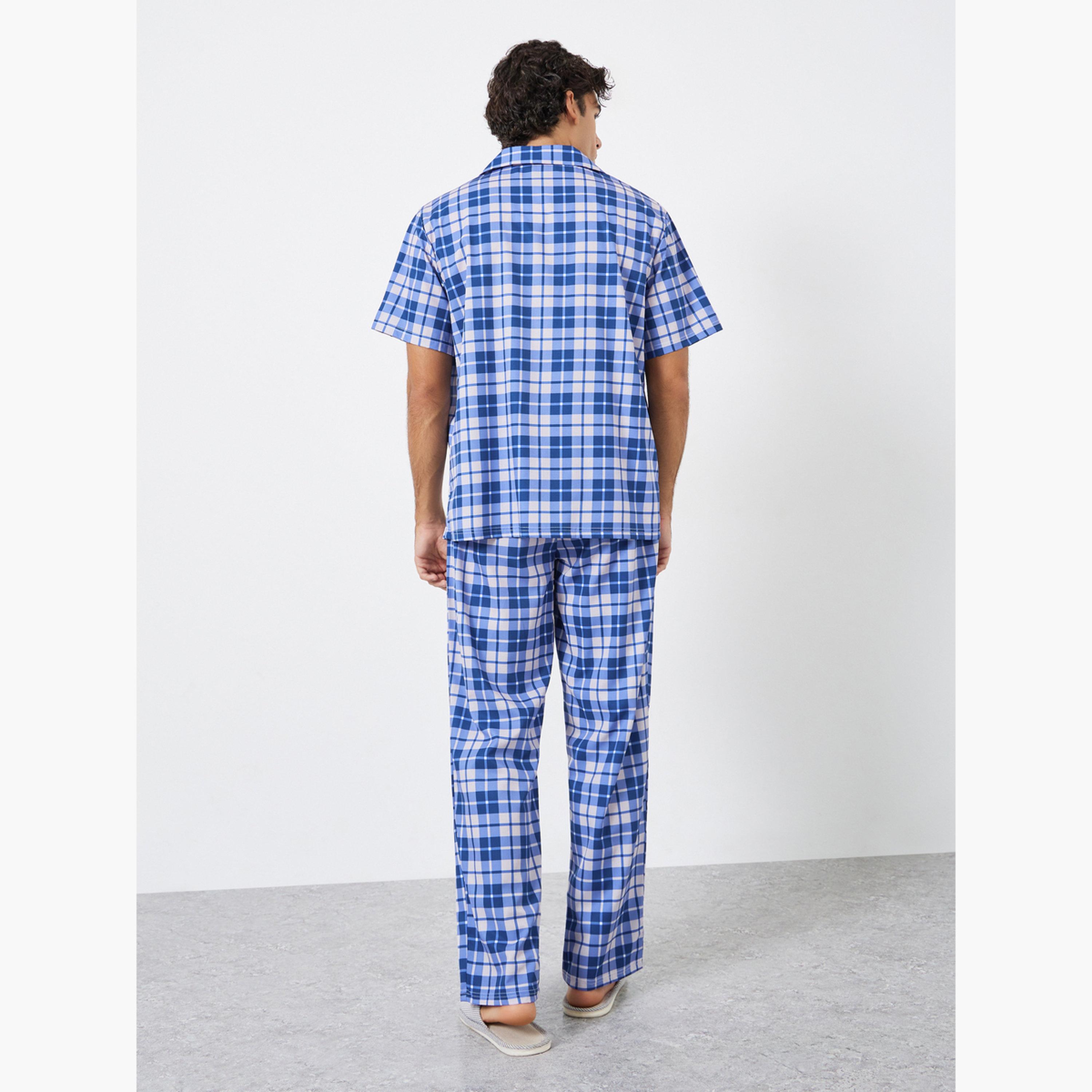 ستايلي - بيجاما رجالي مريحة منقوشة-men-clothing-nightwear-sets-image-3