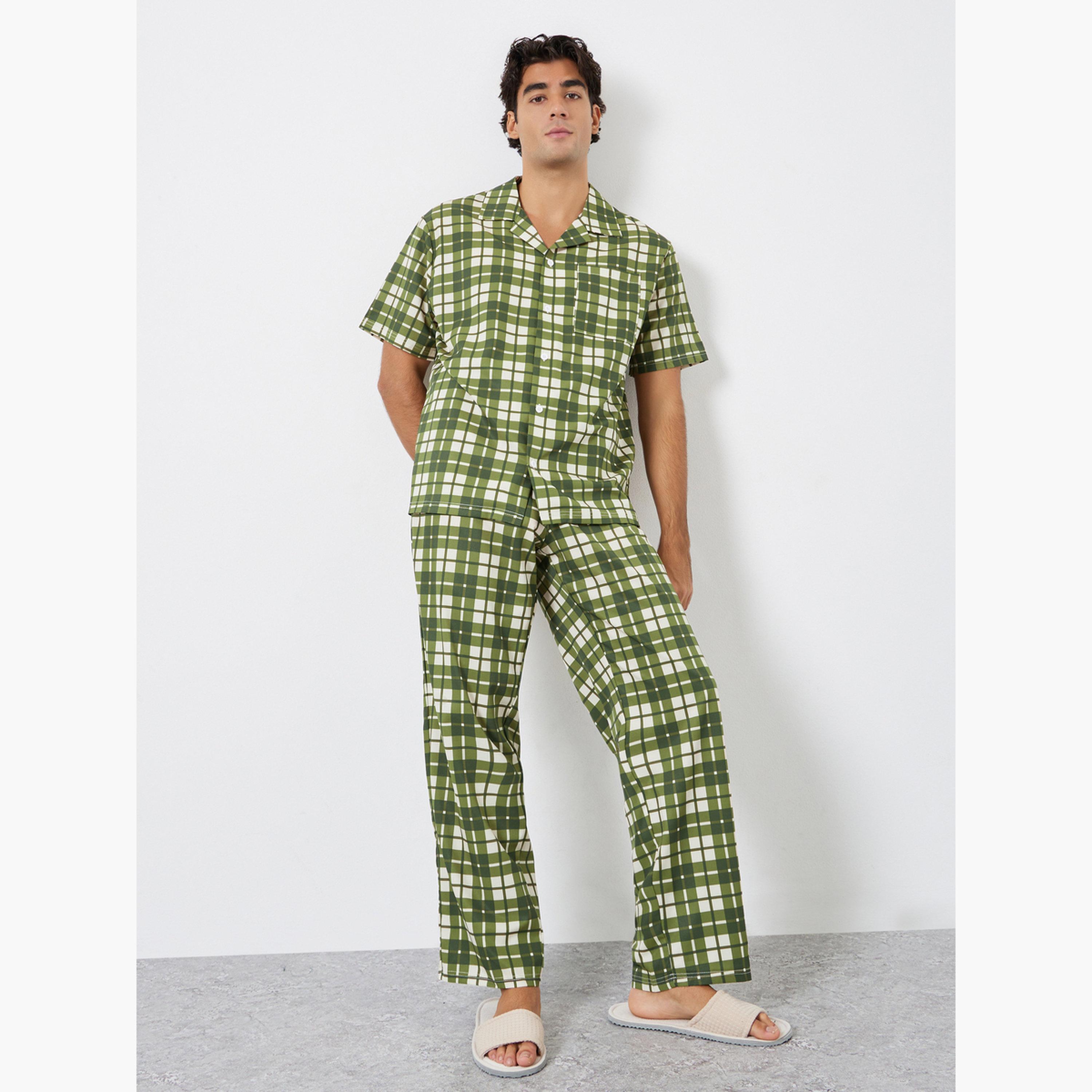 Styli Men Checked Relaxed Fit Shirt and Pyjama Set-men-clothing-nightwear-sets-image-1