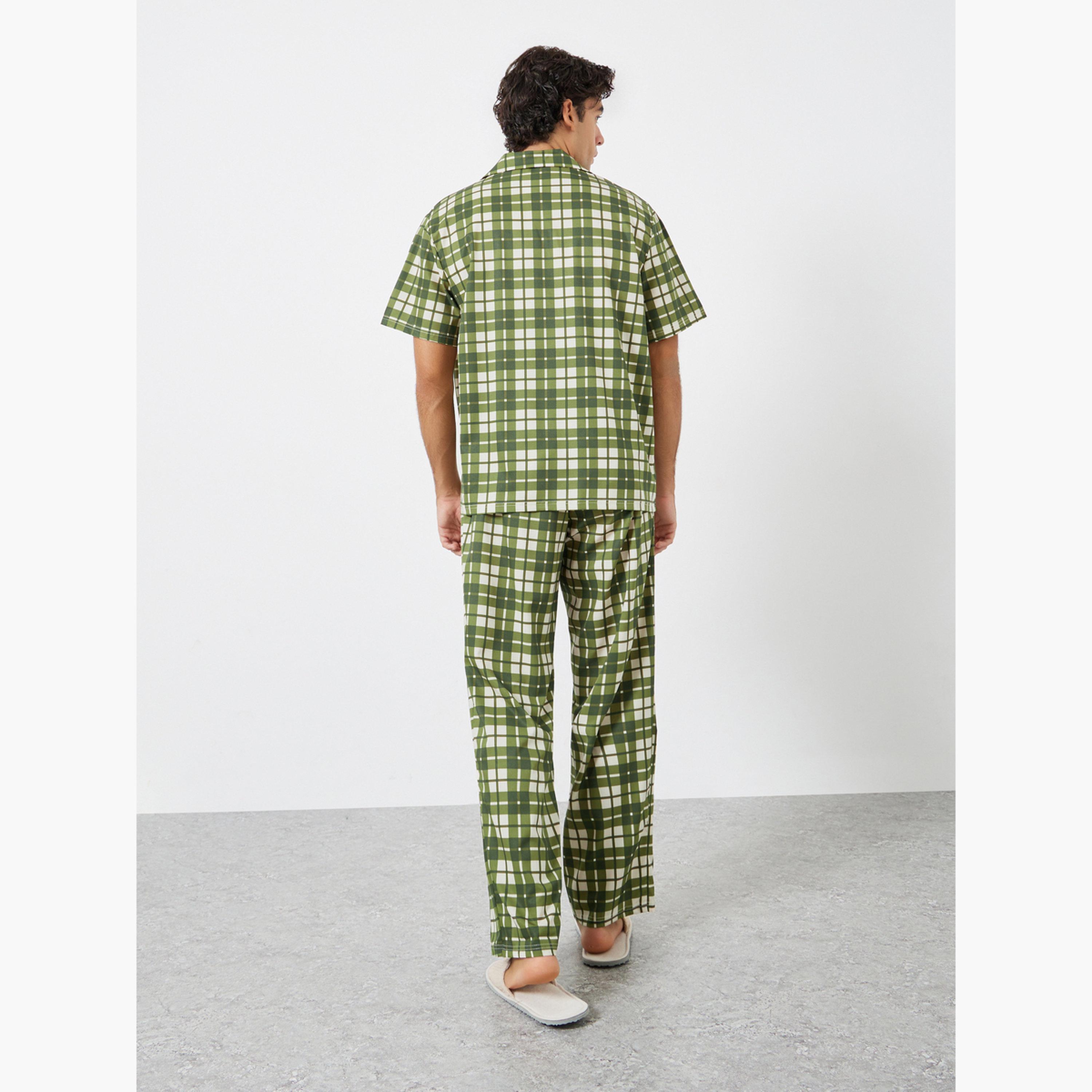 Styli Men Checked Relaxed Fit Shirt and Pyjama Set-men-clothing-nightwear-sets-image-3