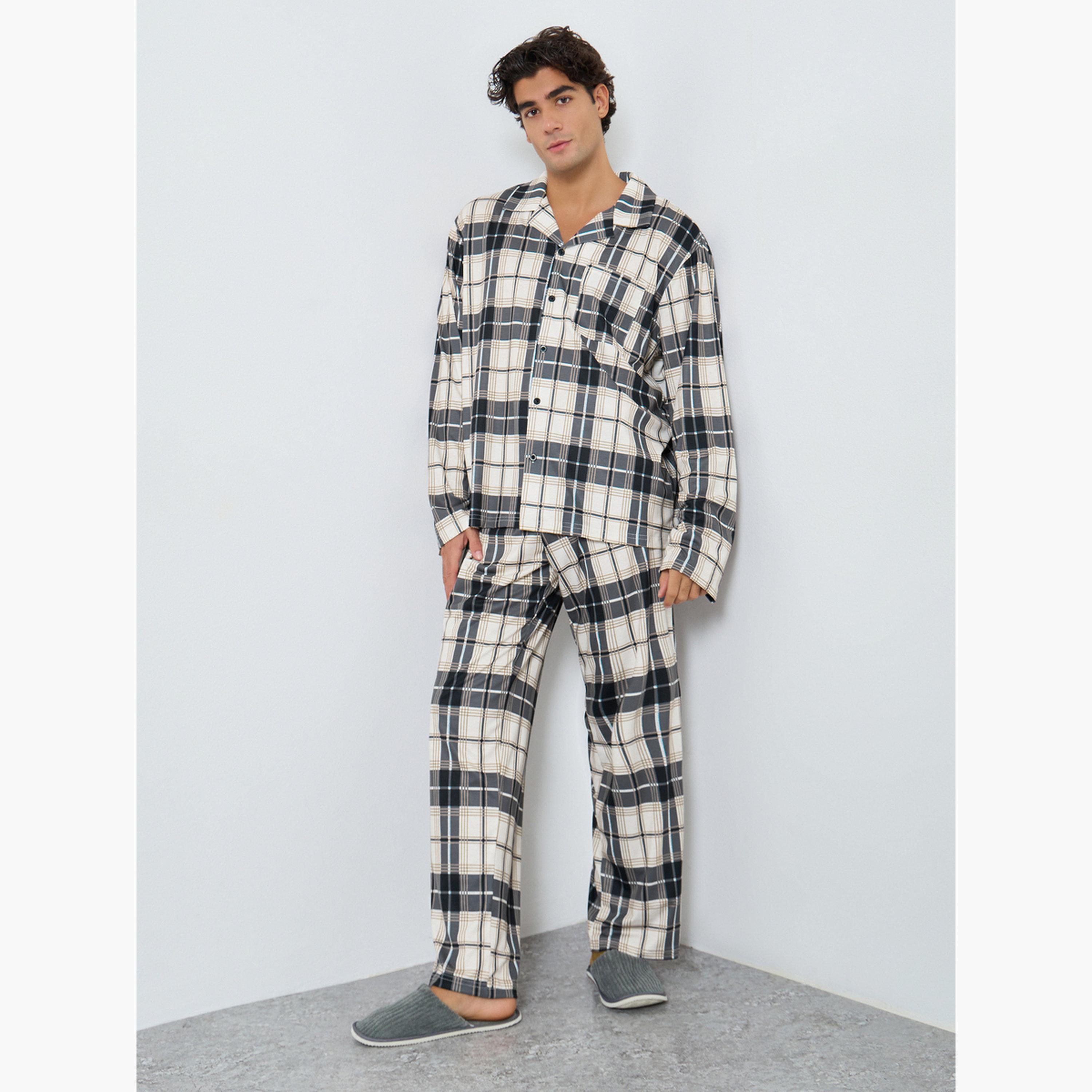 ستايلي - بيجاما رجالي مقاس واسع منقوشة-men-clothing-nightwear-sets-image-1