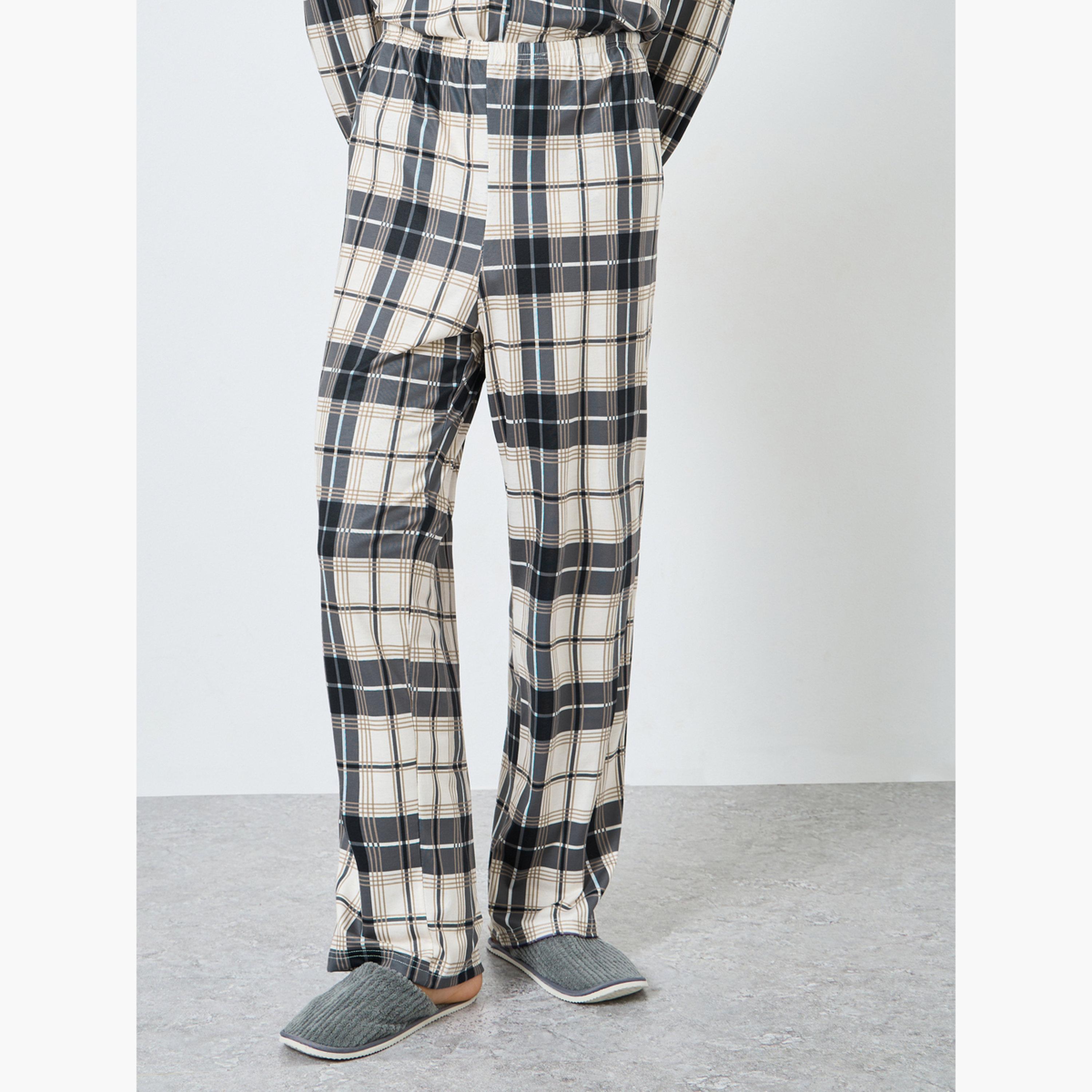 Styli Men Checked Oversized Shirt and Pyjama Set-men-clothing-nightwear-sets-image-3