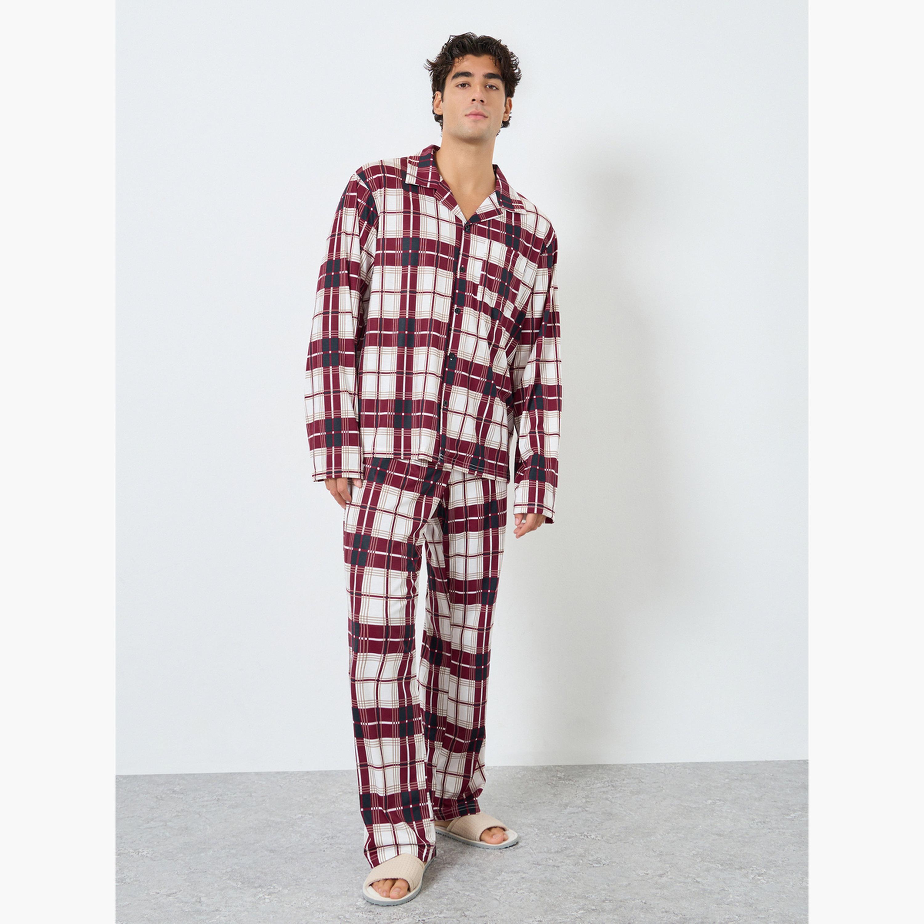 ستايلي - بيجاما رجالي مقاس واسع منقوشة-men-clothing-nightwear-sets-image-1