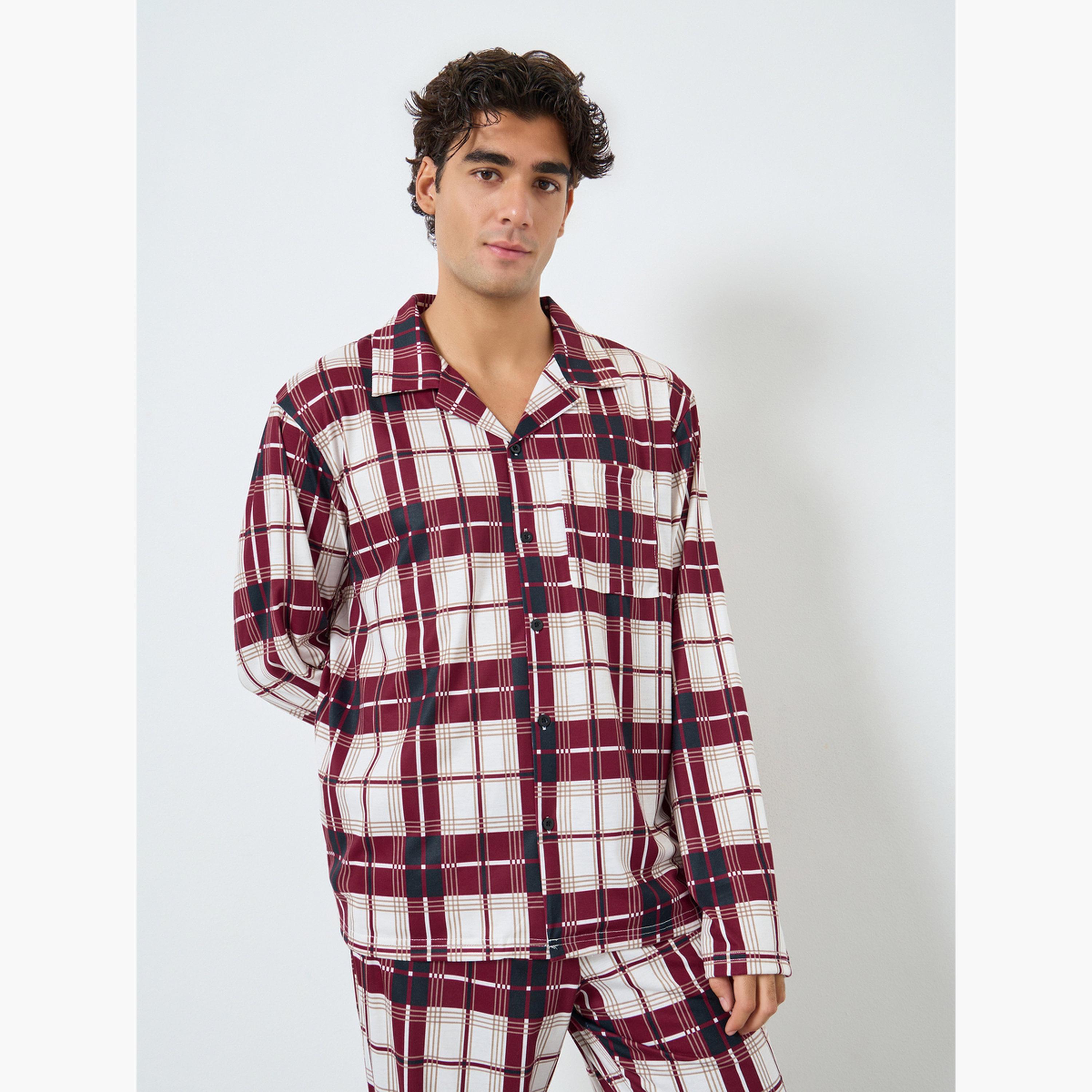 ستايلي - بيجاما رجالي مقاس واسع منقوشة-men-clothing-nightwear-sets-image-2