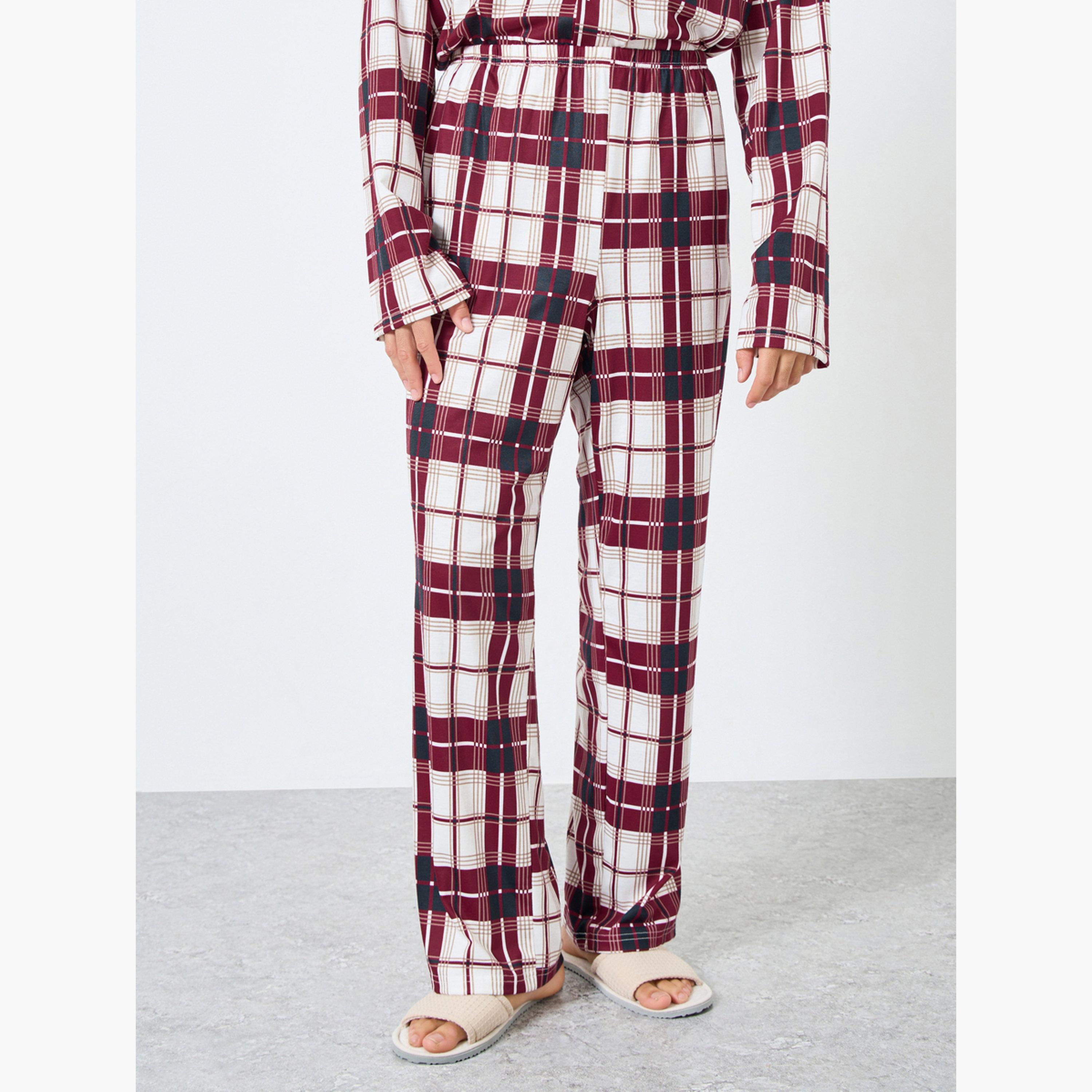 Styli Men Checked Oversized Shirt and Pyjama Set-men-clothing-nightwear-sets-image-4