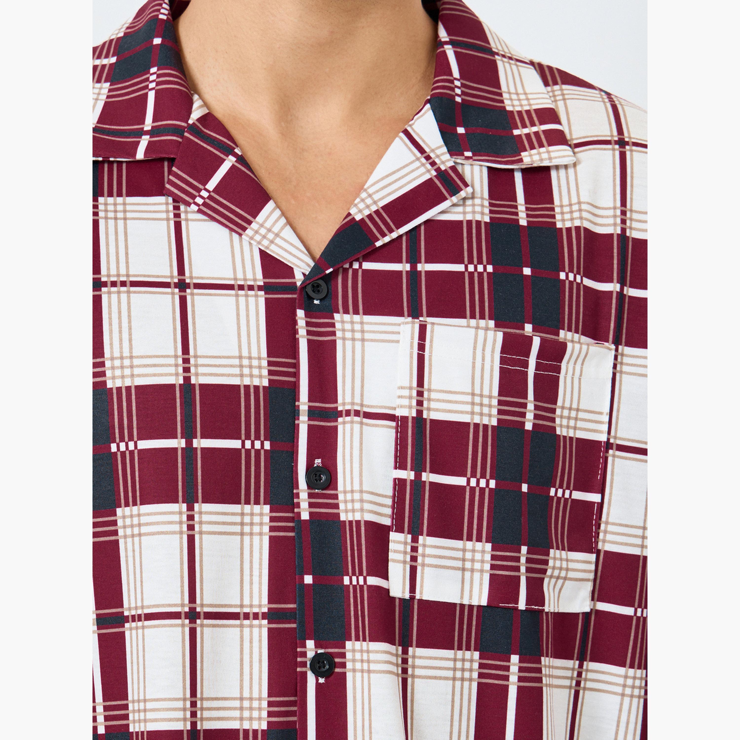 Styli Men Checked Oversized Shirt and Pyjama Set-men-clothing-nightwear-sets-image-5