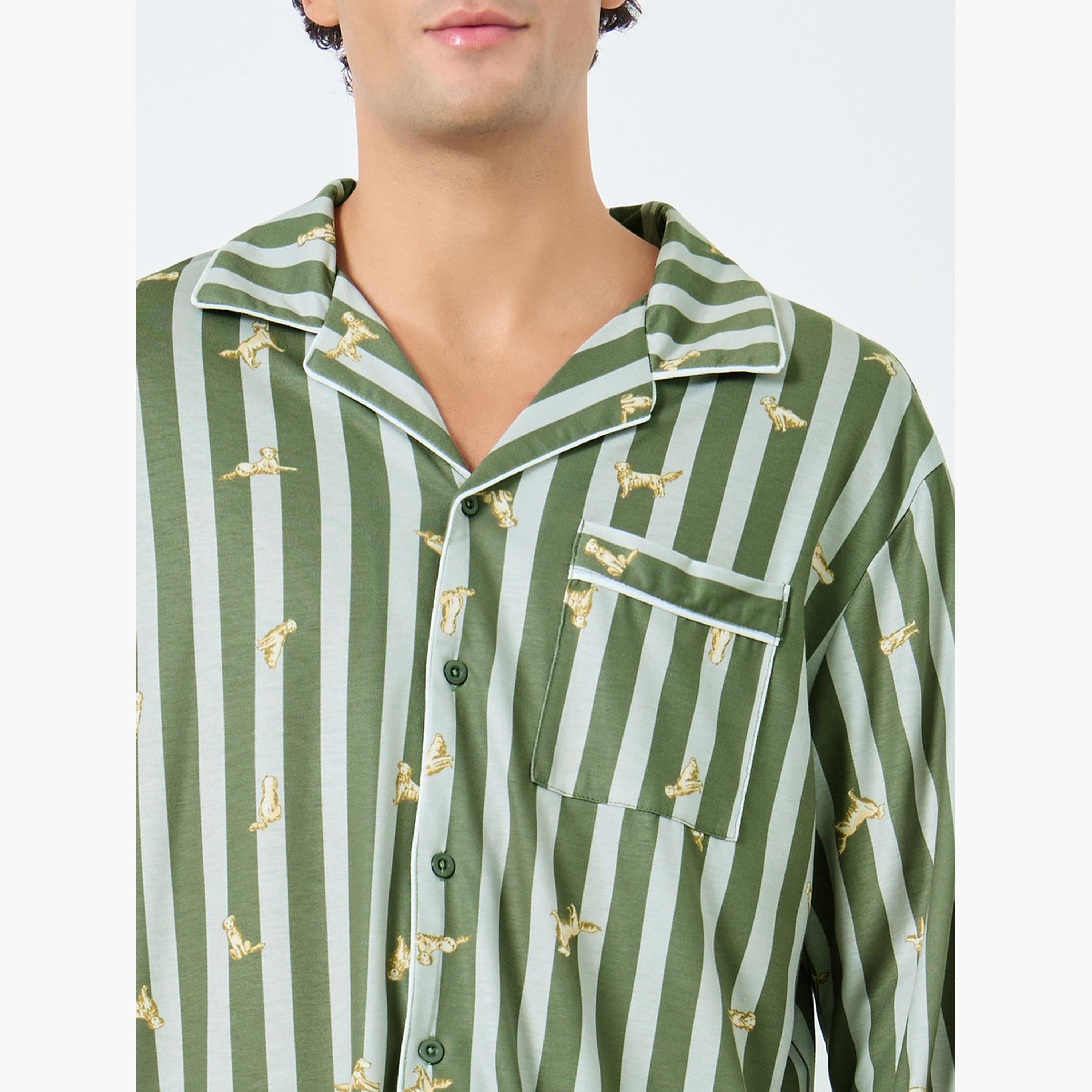 Styli Men Striped Oversized Shirt and Pyjama Set-men-clothing-nightwear-sets-image-6