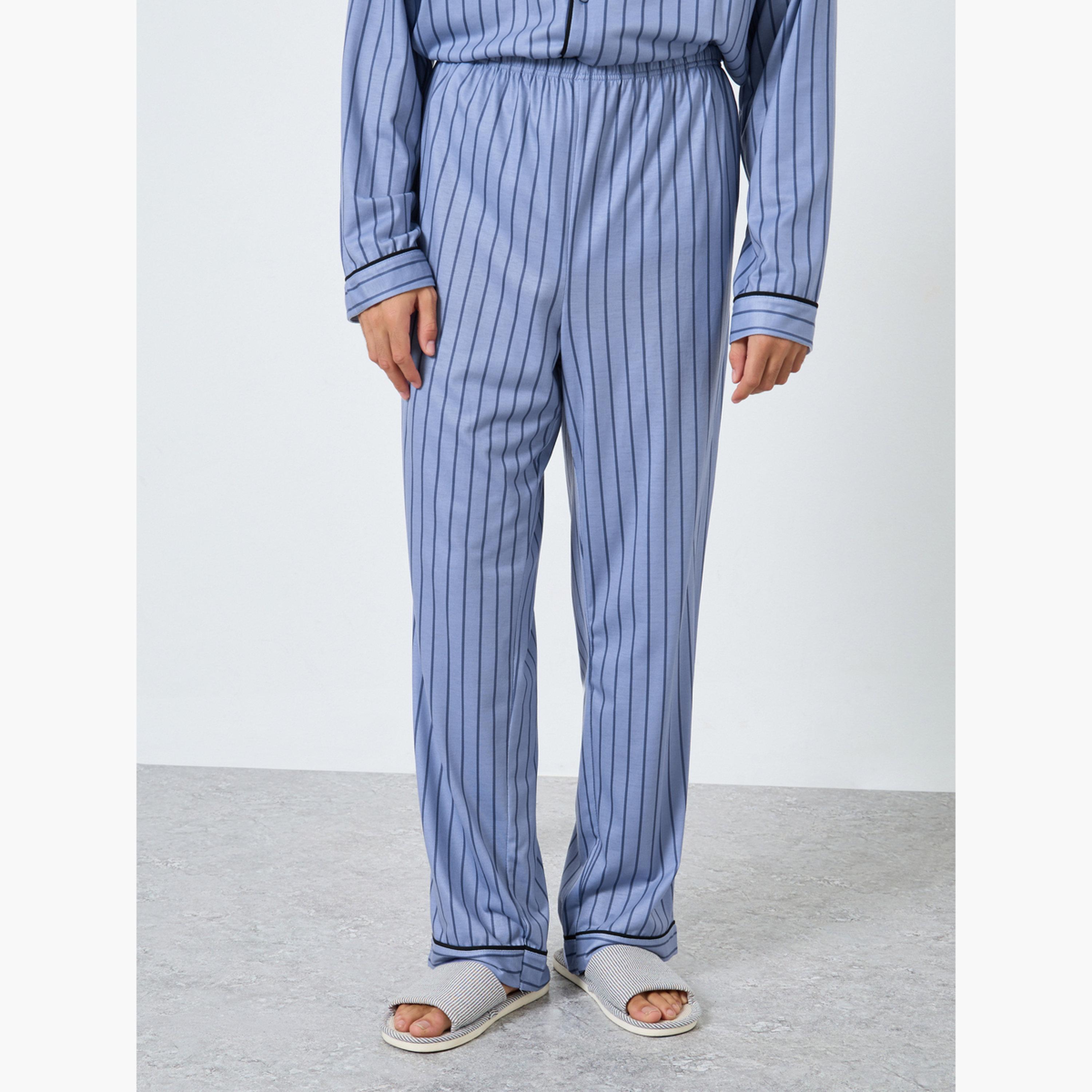 Styli Men Striped Oversized Shirt and Pyjama Set-men-clothing-nightwear-sets-image-4