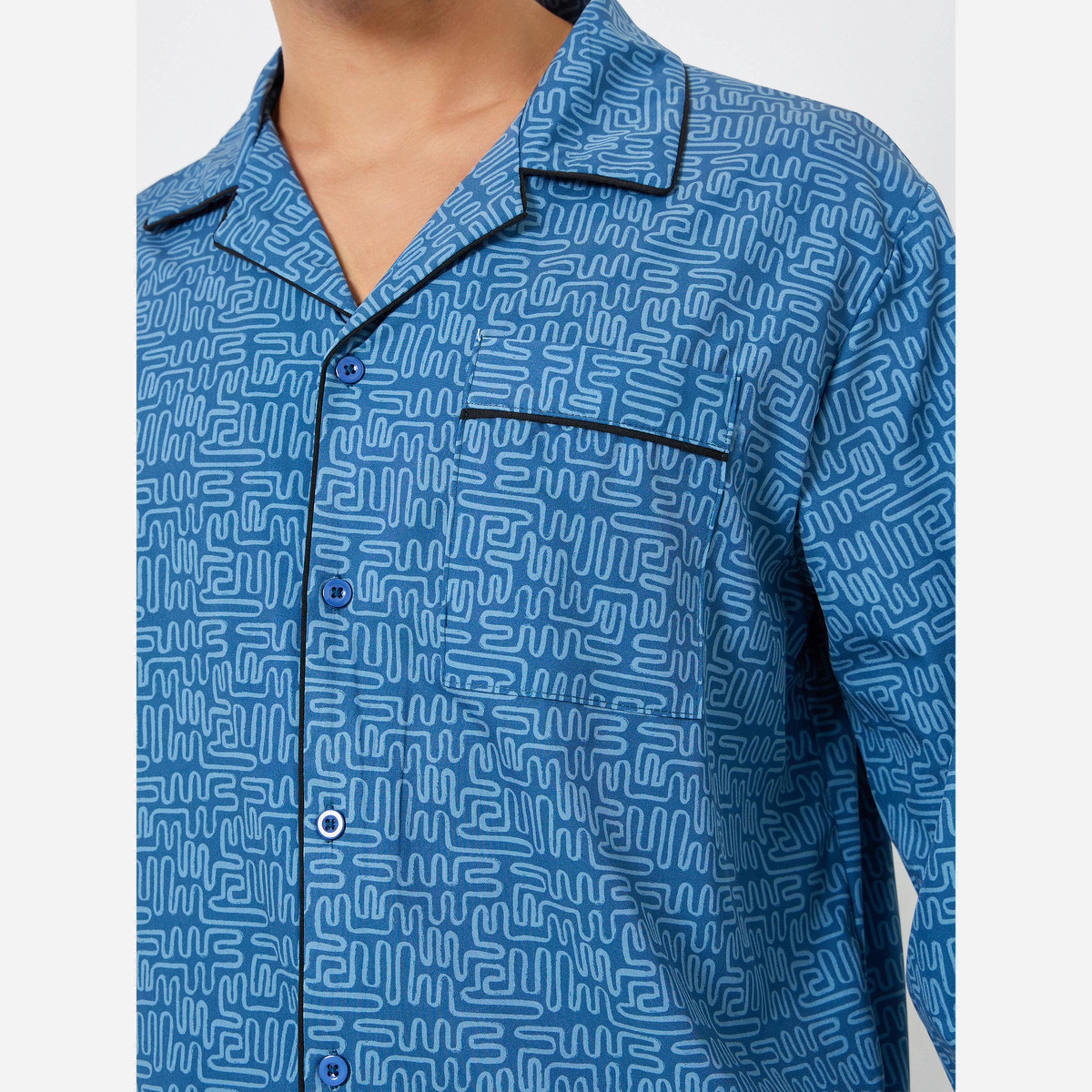 ستايلي - بيجاما قميص رجالي طبعة مقاس واسعة-men-clothing-nightwear-sets-image-4