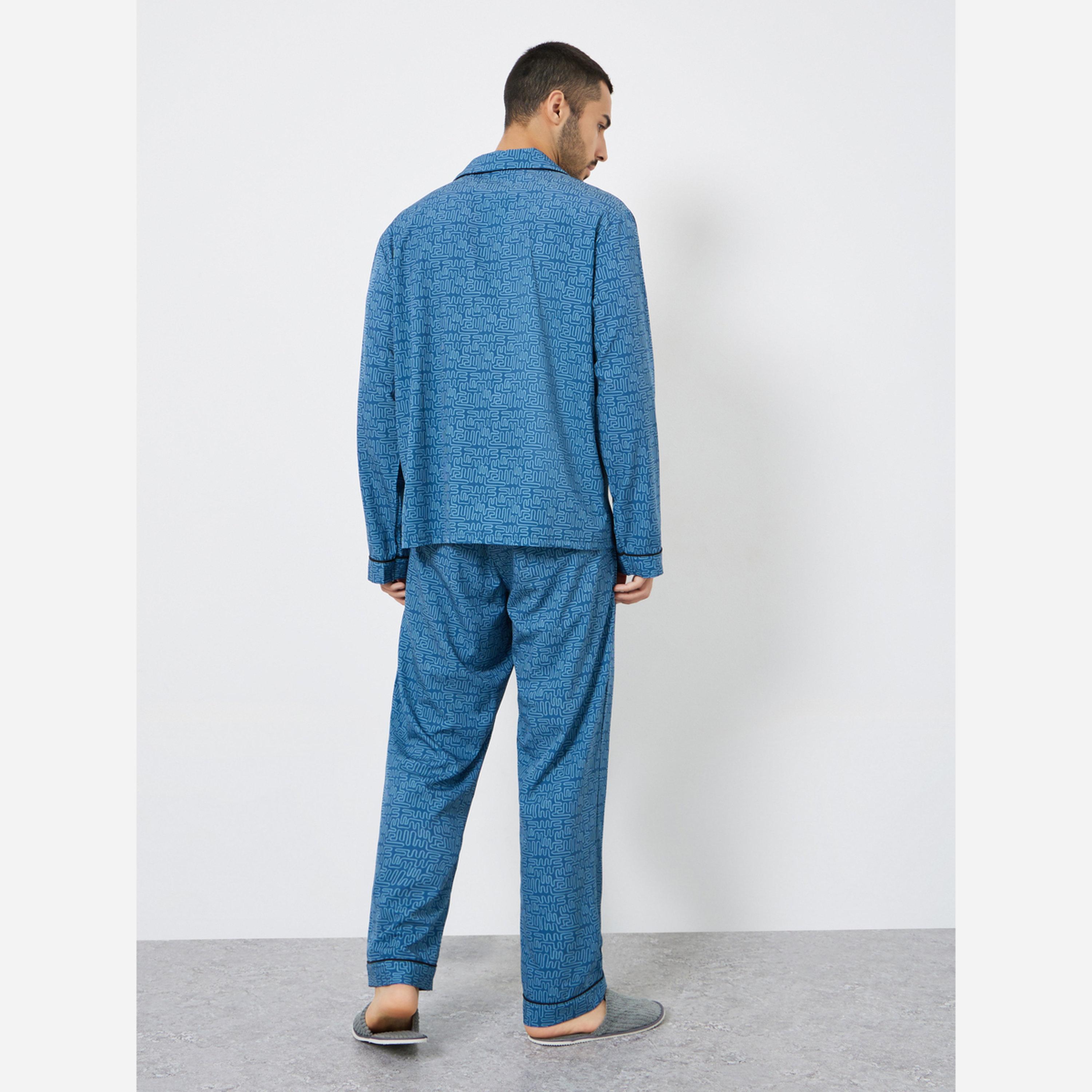 ستايلي - بيجاما قميص رجالي طبعة مقاس واسعة-men-clothing-nightwear-sets-image-6