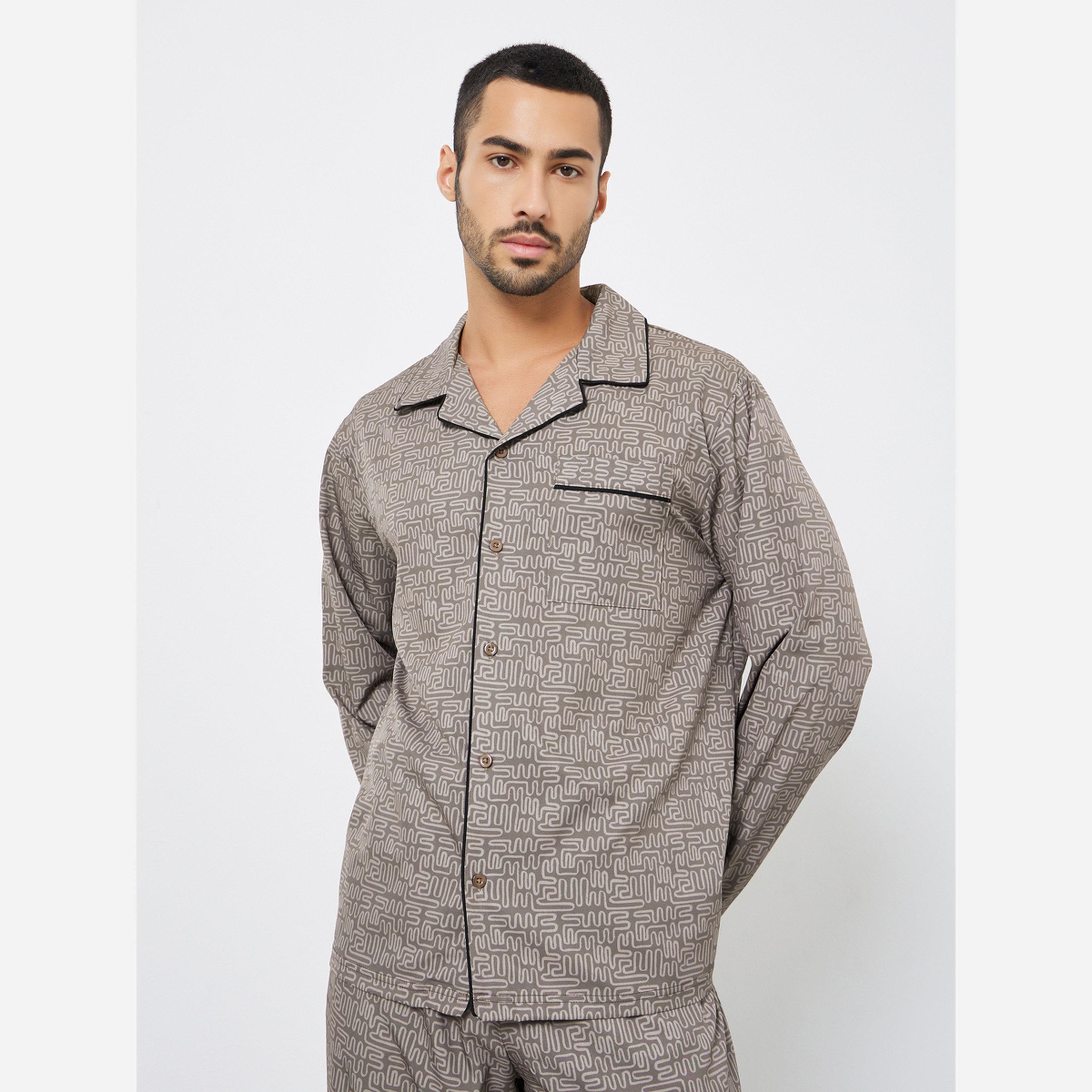 Styli Men Printed Oversized Shirt and Pyjama Set-men-clothing-nightwear-sets-image-2