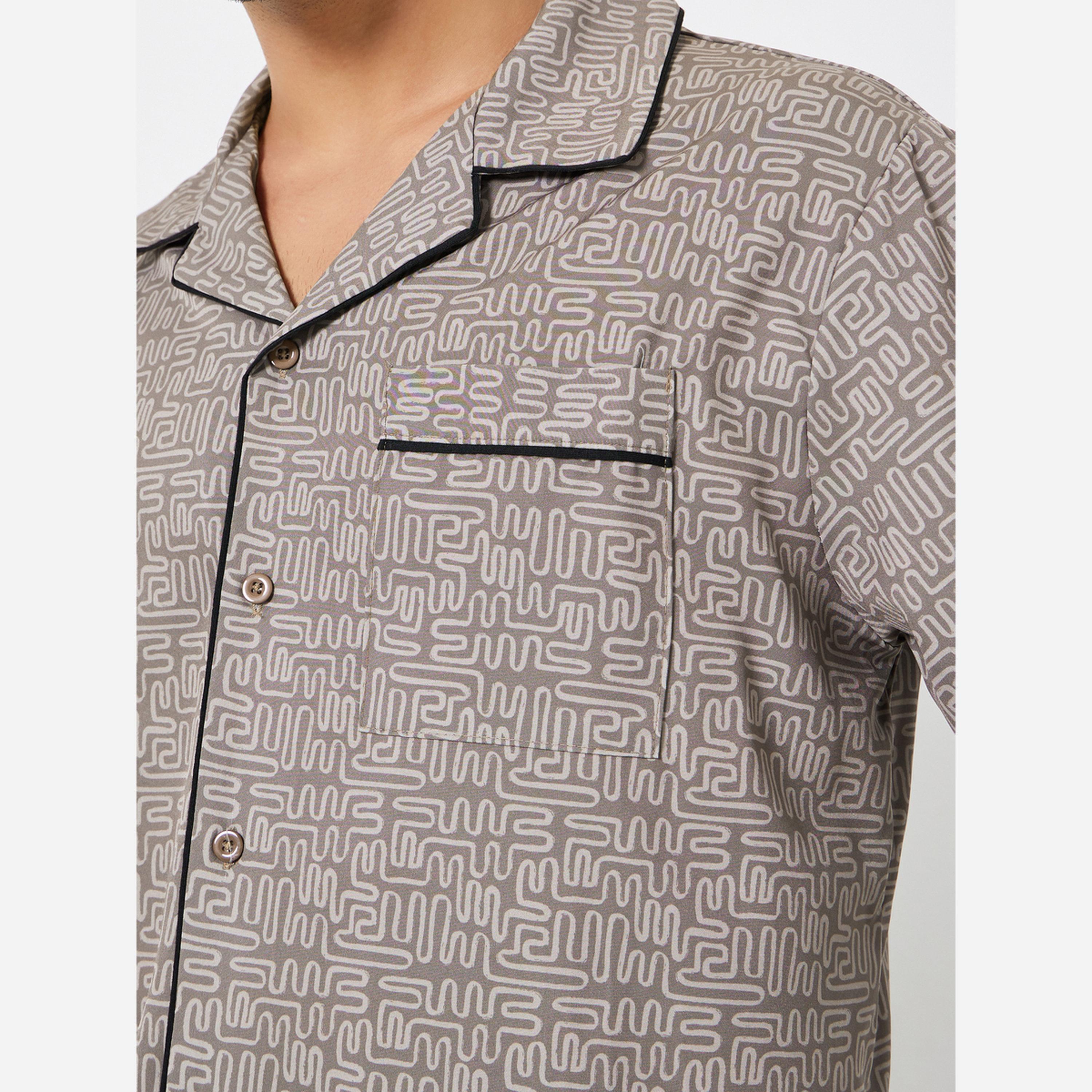 ستايلي - بيجاما قميص رجالي طبعة مقاس واسعة-men-clothing-nightwear-sets-image-3