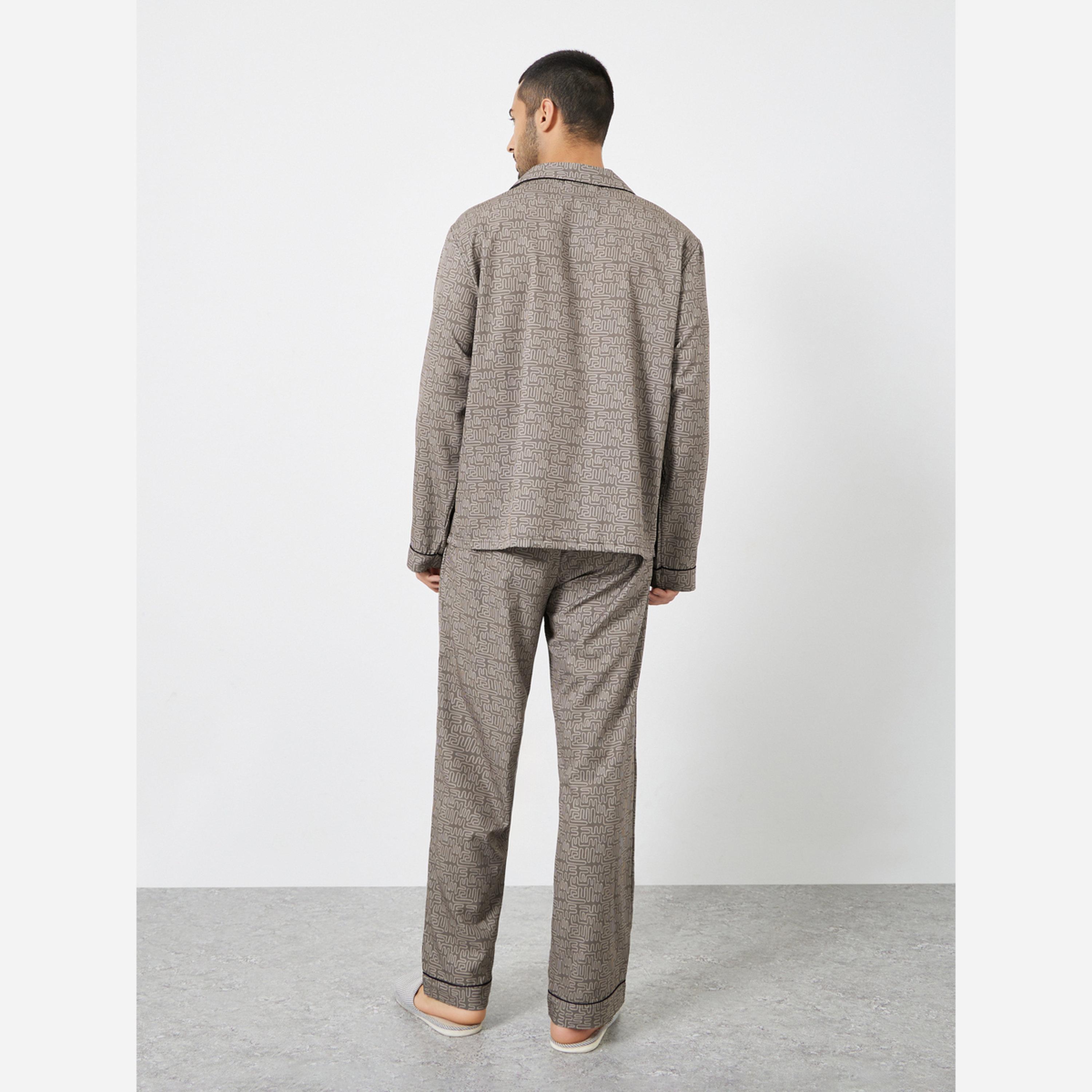 Styli Men Printed Oversized Shirt and Pyjama Set-men-clothing-nightwear-sets-image-5