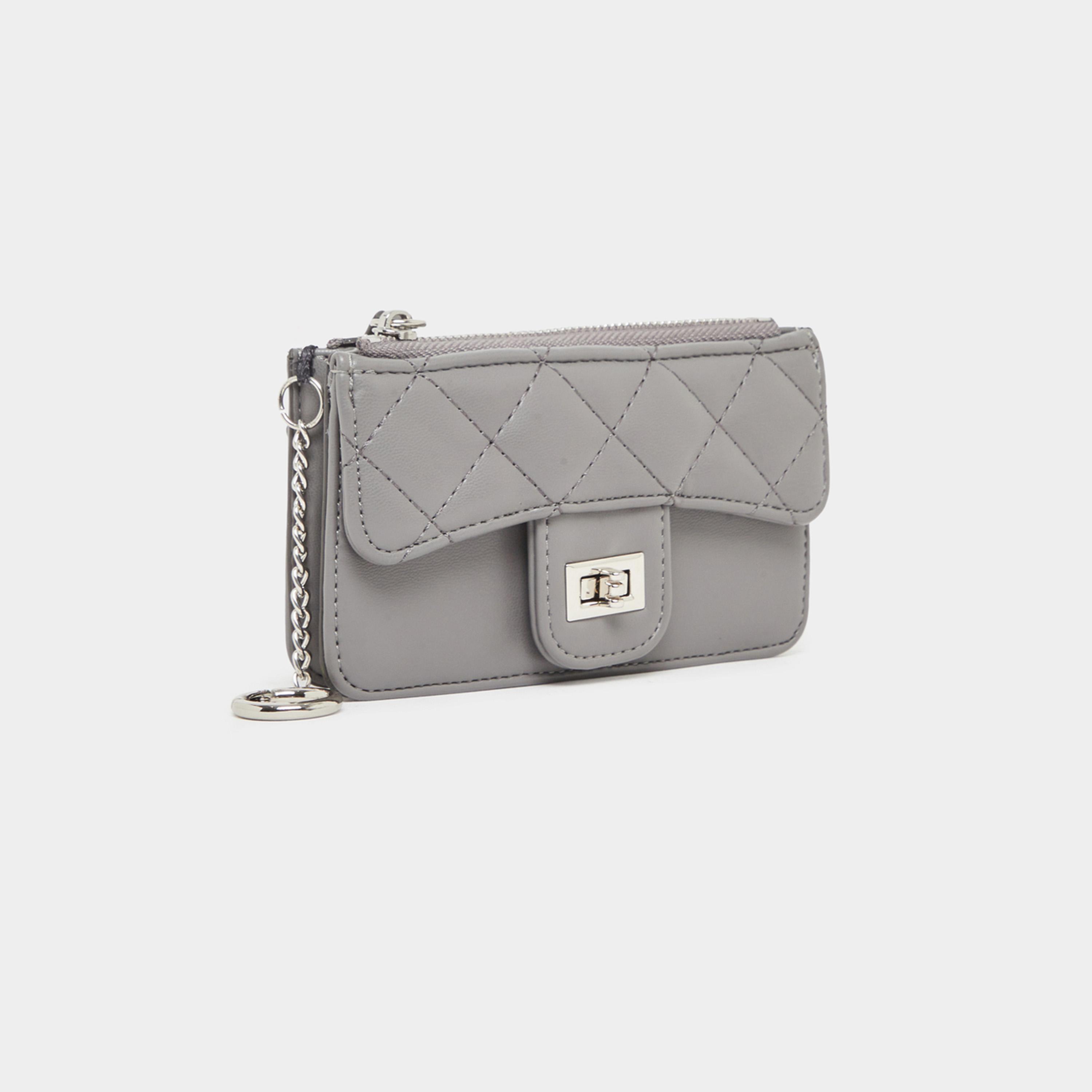 Styli Grey Quilted Wallet with Chain Strap-women-bagsandwallets-wallets-image-1
