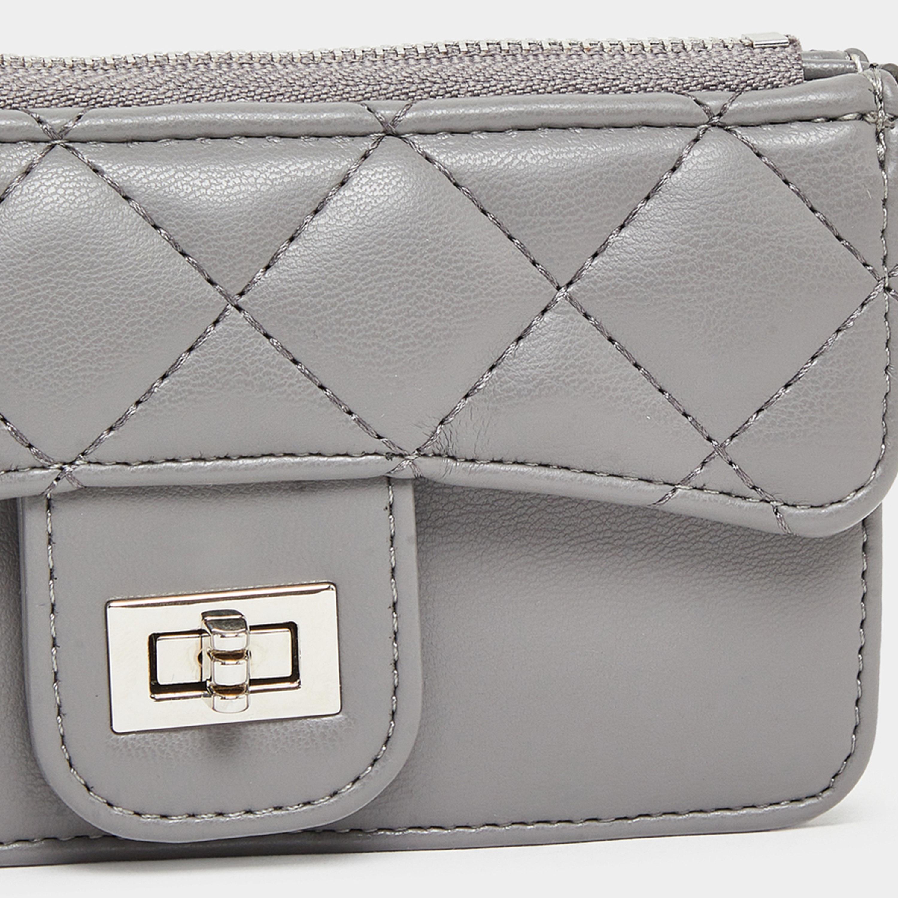 Styli Grey Quilted Wallet with Chain Strap-women-bagsandwallets-wallets-image-2