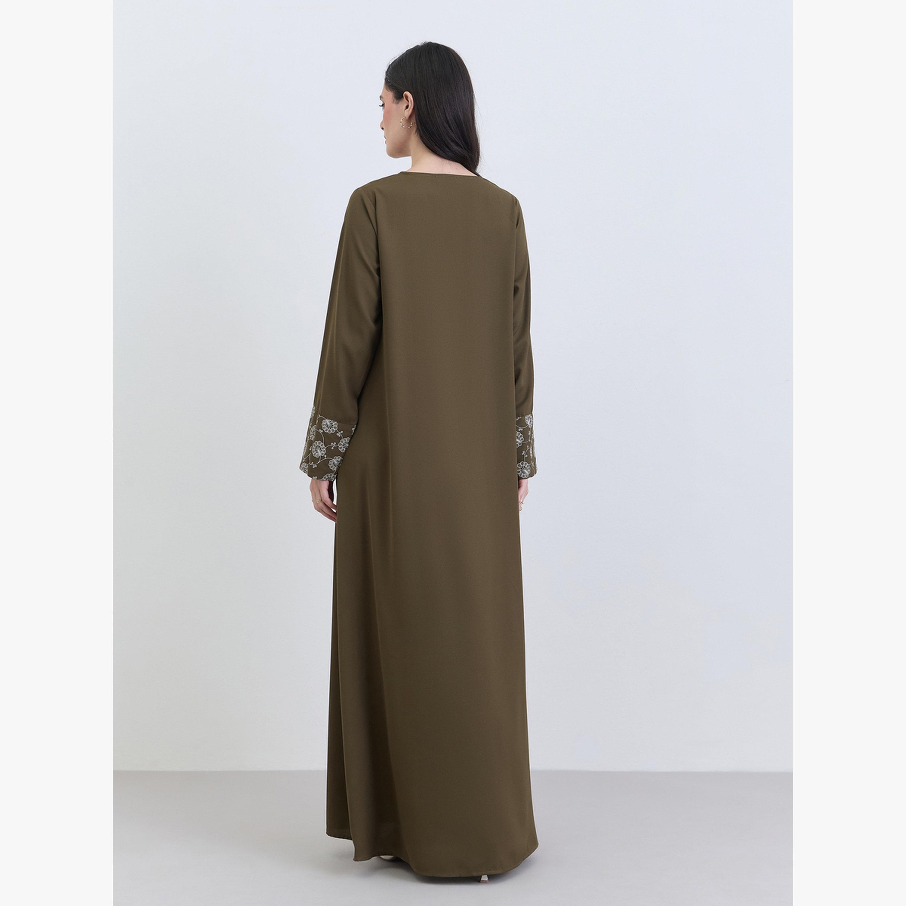 Amirah X Styli Floral Print Center Panel Jalabiya-women-arabicclothing-jalabiyas-image-5