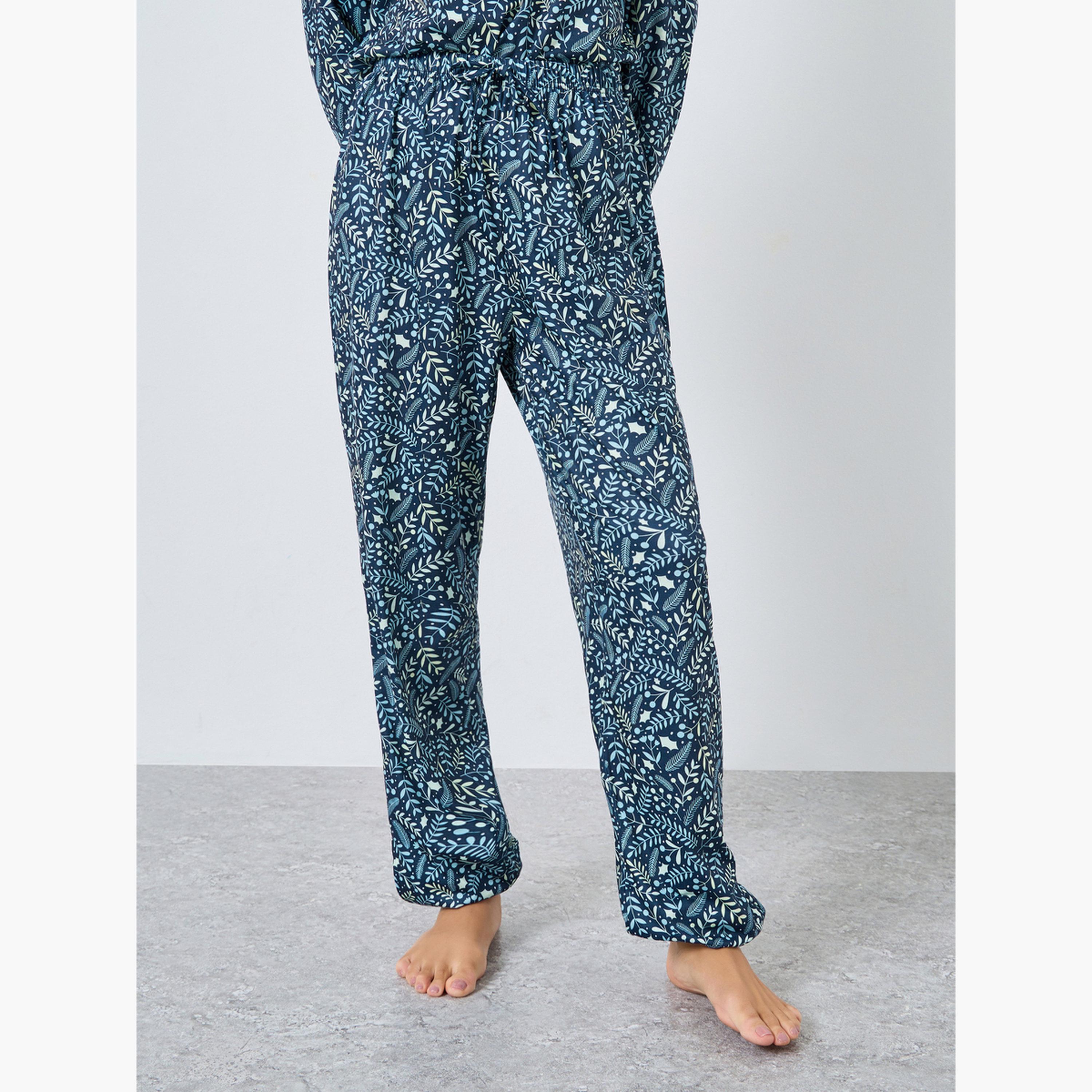 ستايلي - بيجاما تي شيرت مطبوع بالكامل بأكمام للنساء-women-clothing-nightwear-pyjamas-longsets-image-3
