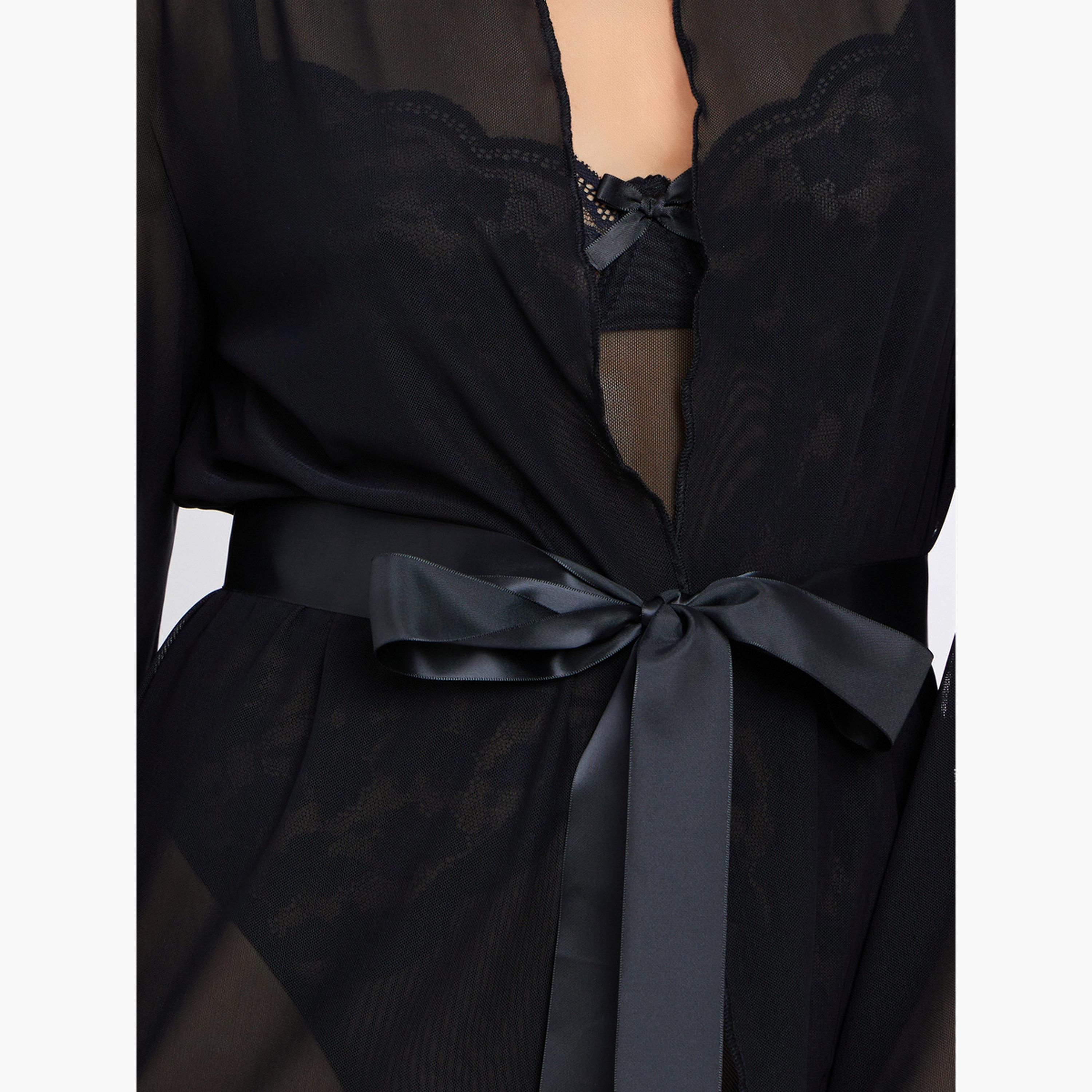 ستايلي - بدلة جسم من الدانتيل مع روب وجوارب شبكية-women-clothing-lingerie-babydollsandbodysuits-image-5