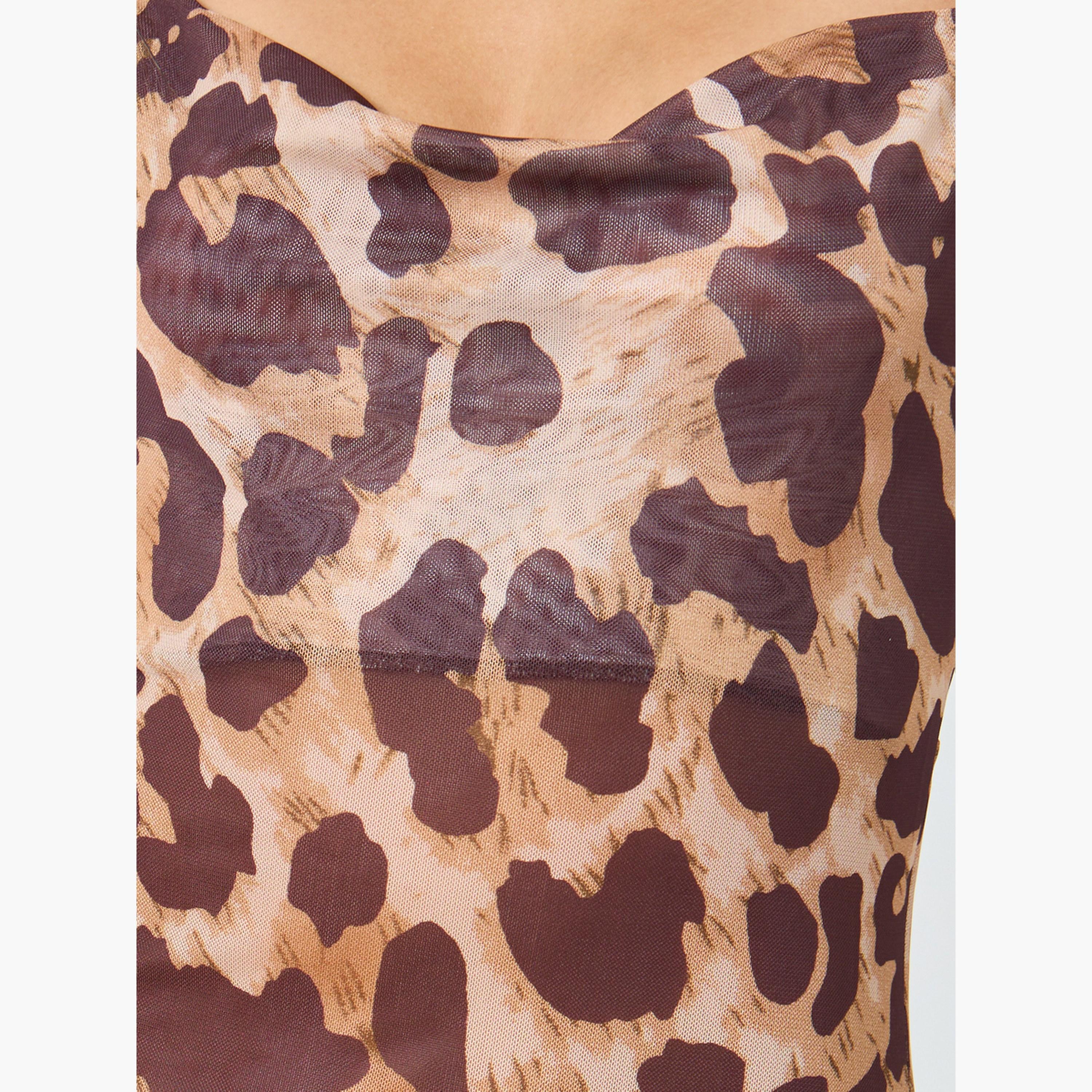 ستايلي - فستان واسع بفتحة رقبة على شكل حرف H وطبعة حيوانات مع سروال داخلي-women-clothing-lingerie-babydollsandbodysuits-image-4