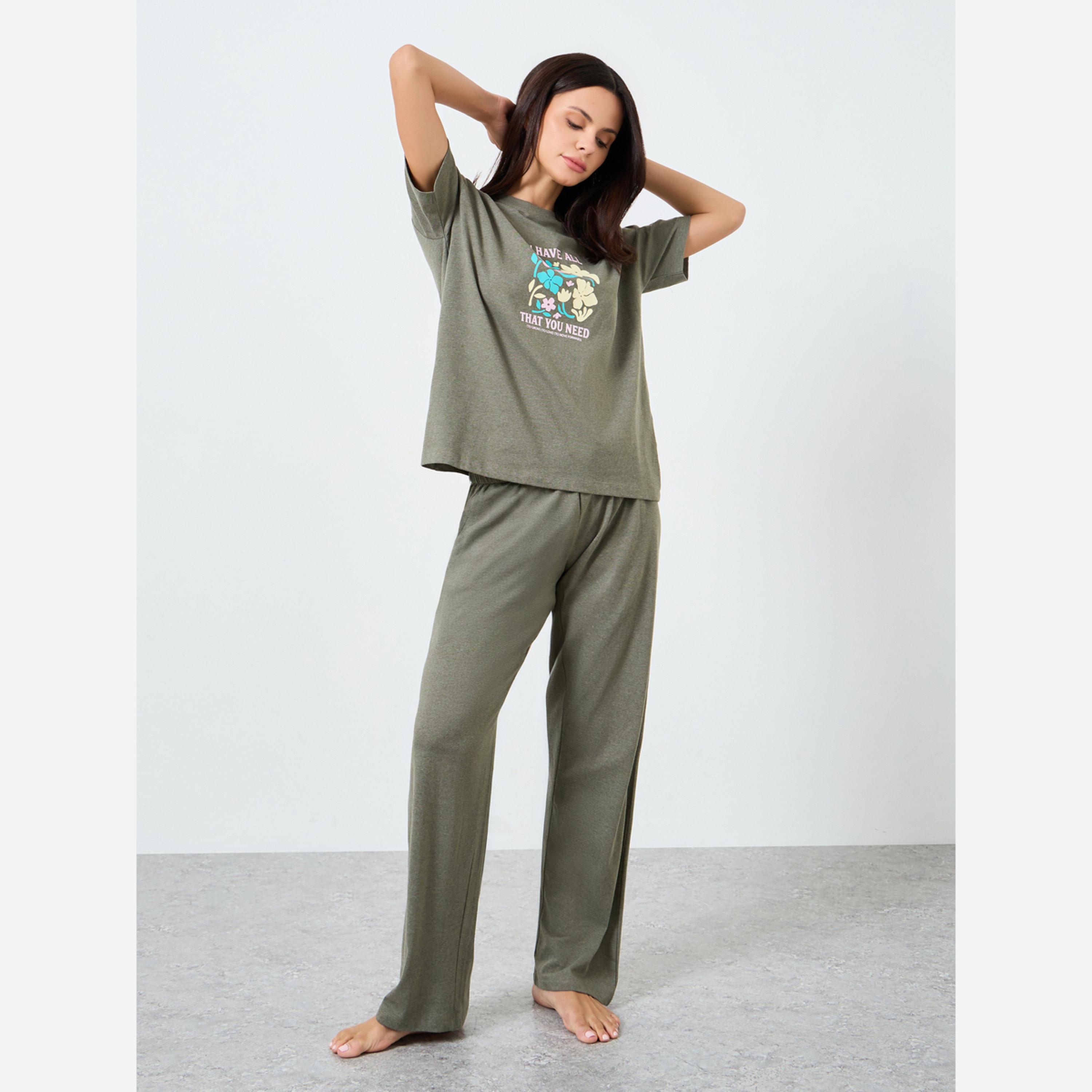Styli Floral Graphic Print T-Shirt and Pyjama Set-women-clothing-nightwear-pyjamas-longsets-image-1