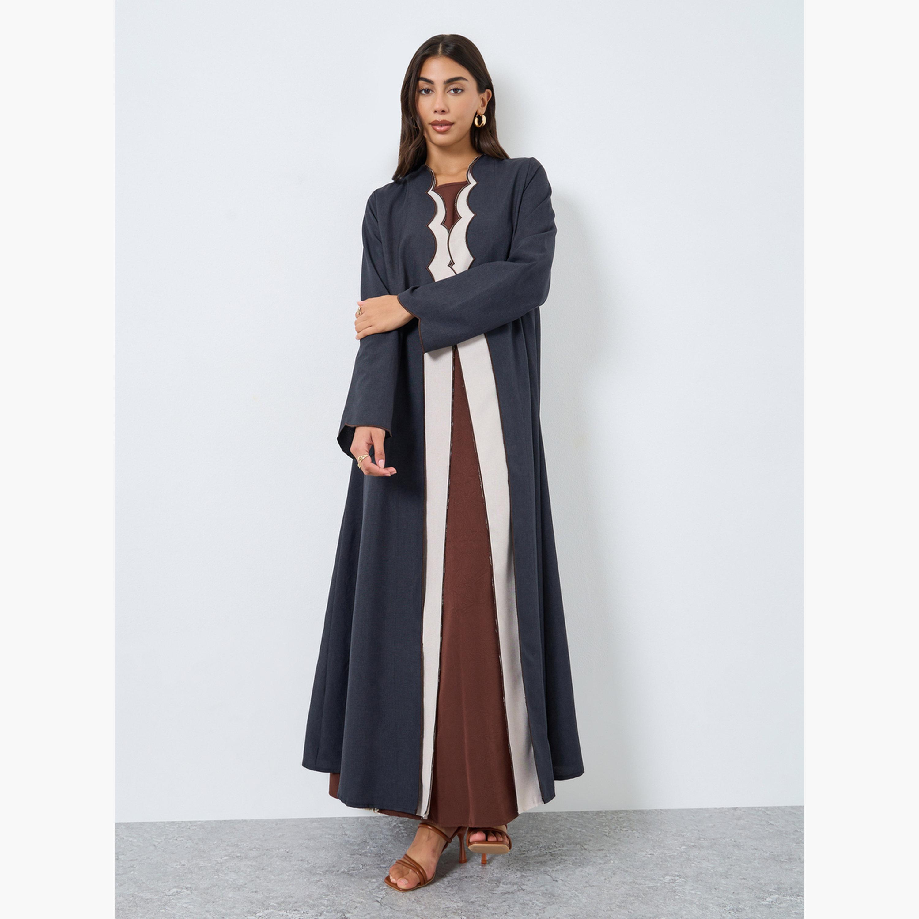 ستايلي - عباية مفتوحة من الأمام بتفاصيل صدفية-women-arabicclothing-abayas-image-2