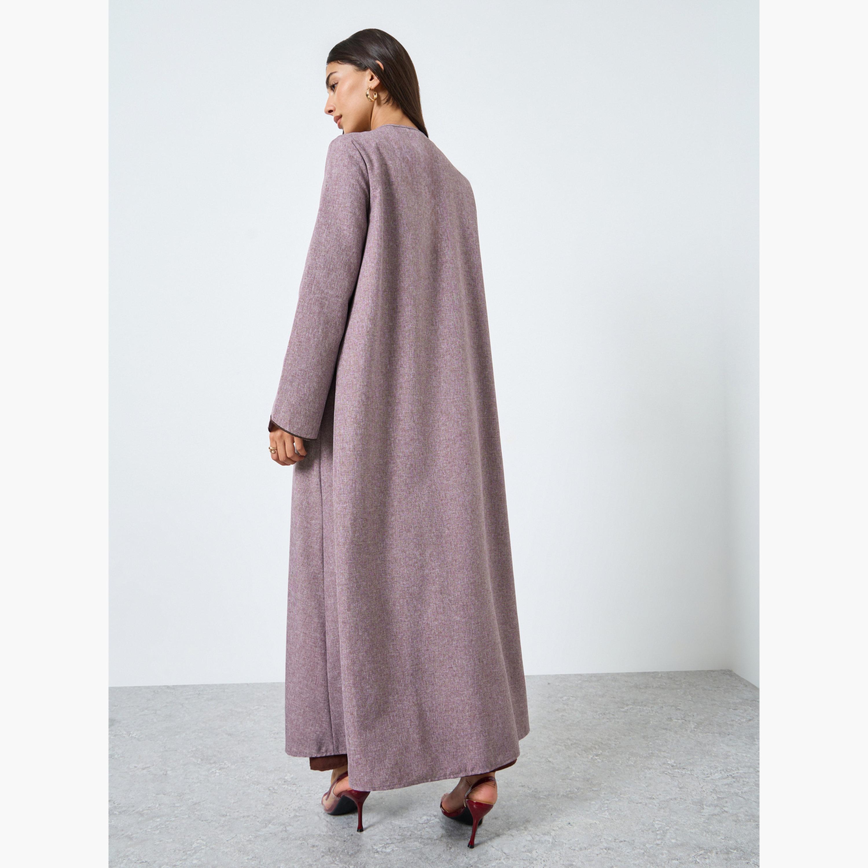 Styli Scallop Detail Front Open Abaya-women-arabicclothing-abayas-image-3